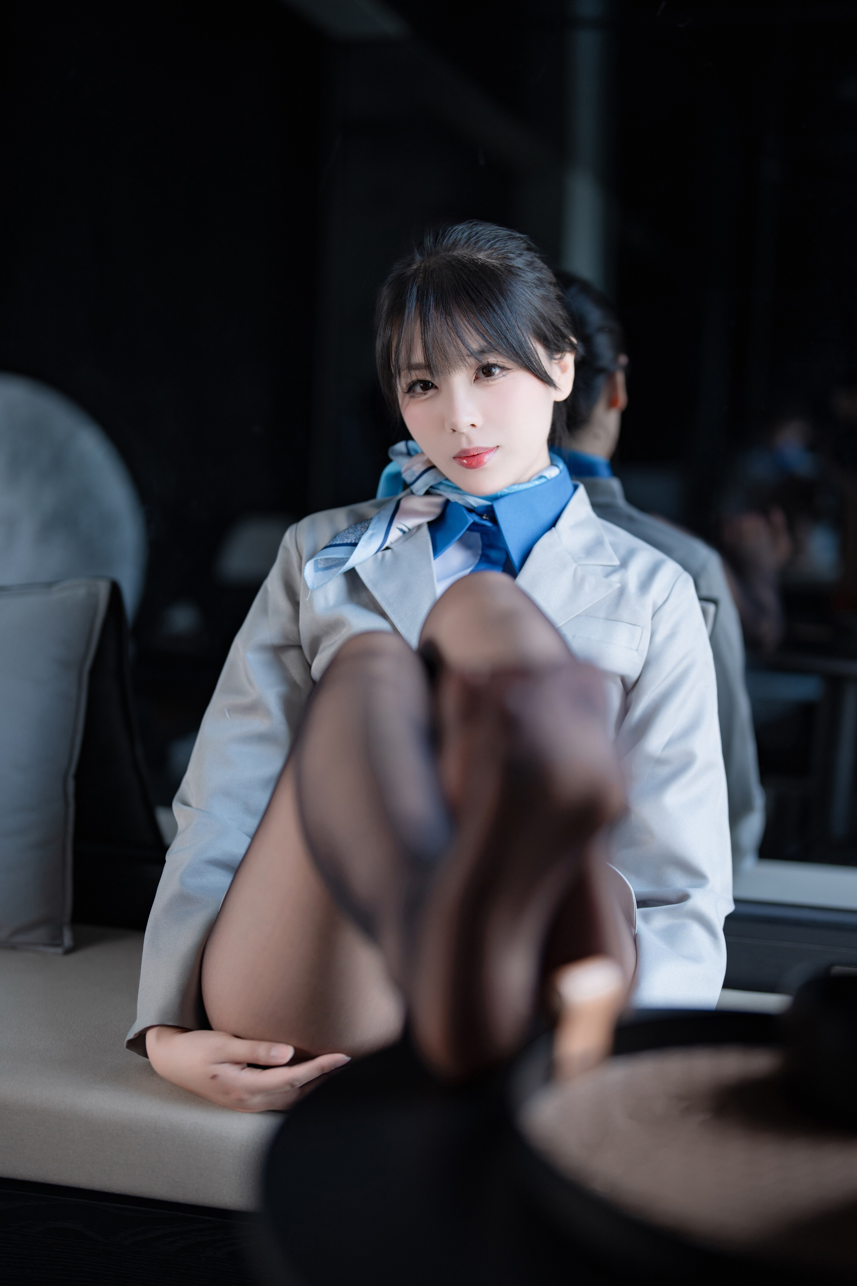 轩萧學姐 - Cô tiếp viên hàng không trong phòng kín, mặc tất đen