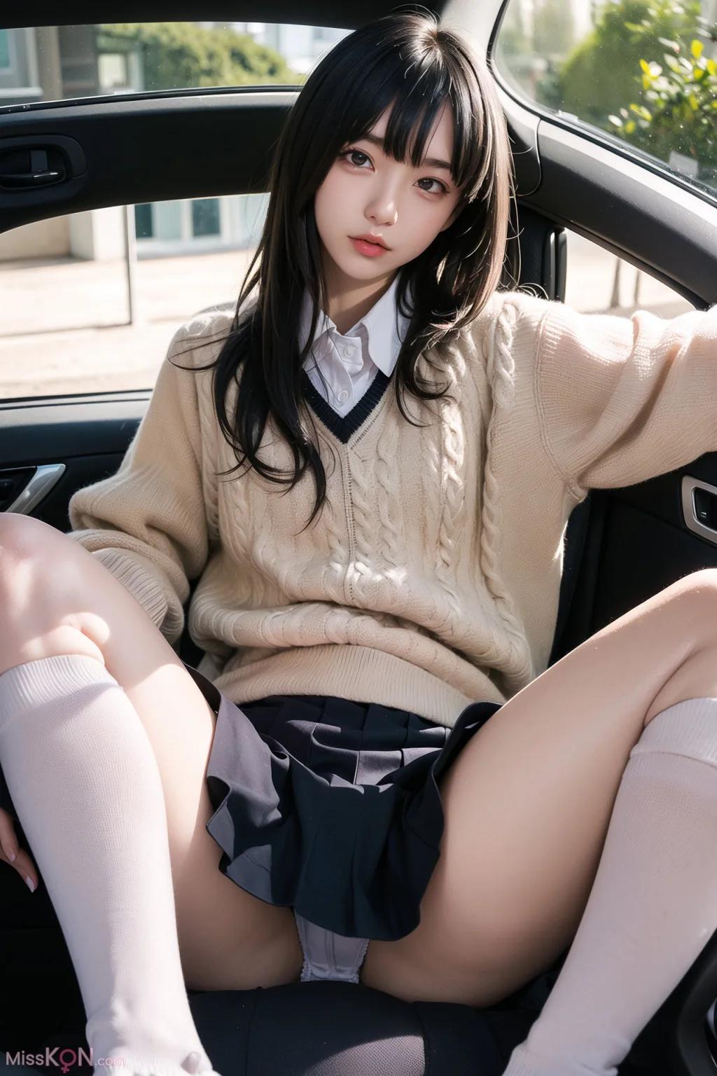 인공지능 생성 AI 미녀 차내 스타킹 노출 무마 사진집 (160장)