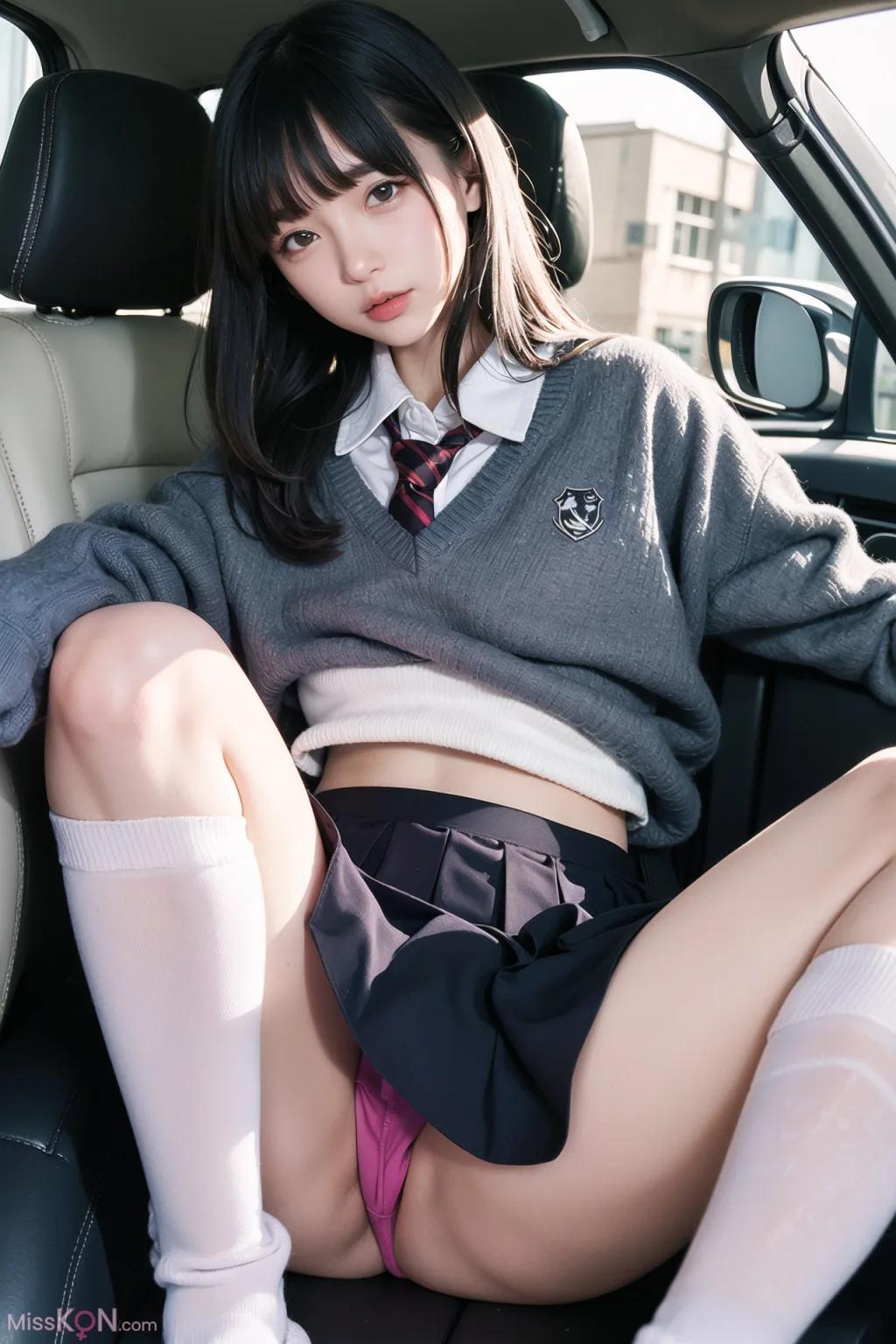 인공지능 생성 AI 미녀 차내 스타킹 노출 무마 사진집 (160장)