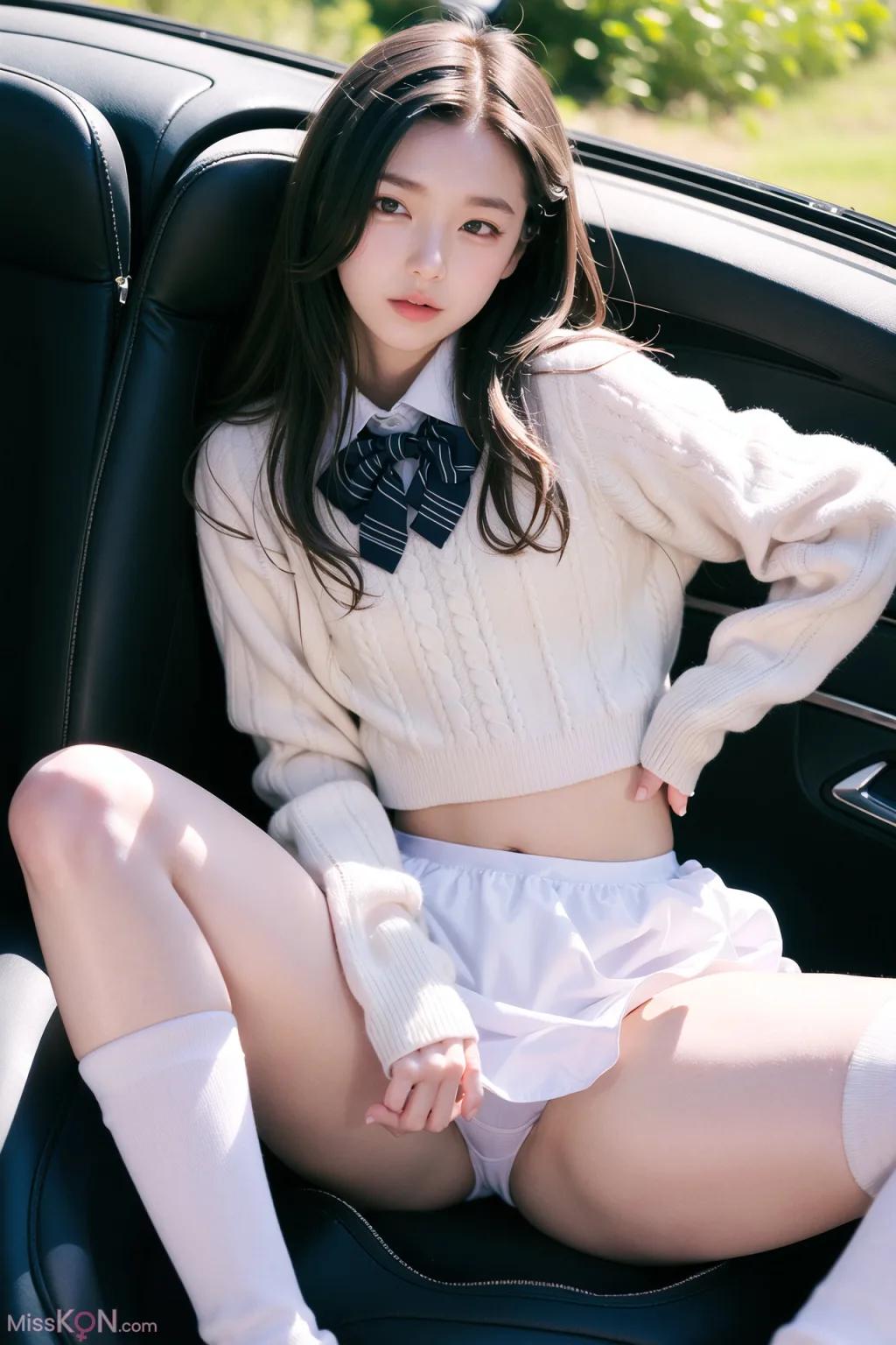 인공지능 생성 AI 미녀 차내 스타킹 노출 무마 사진집 (160장)