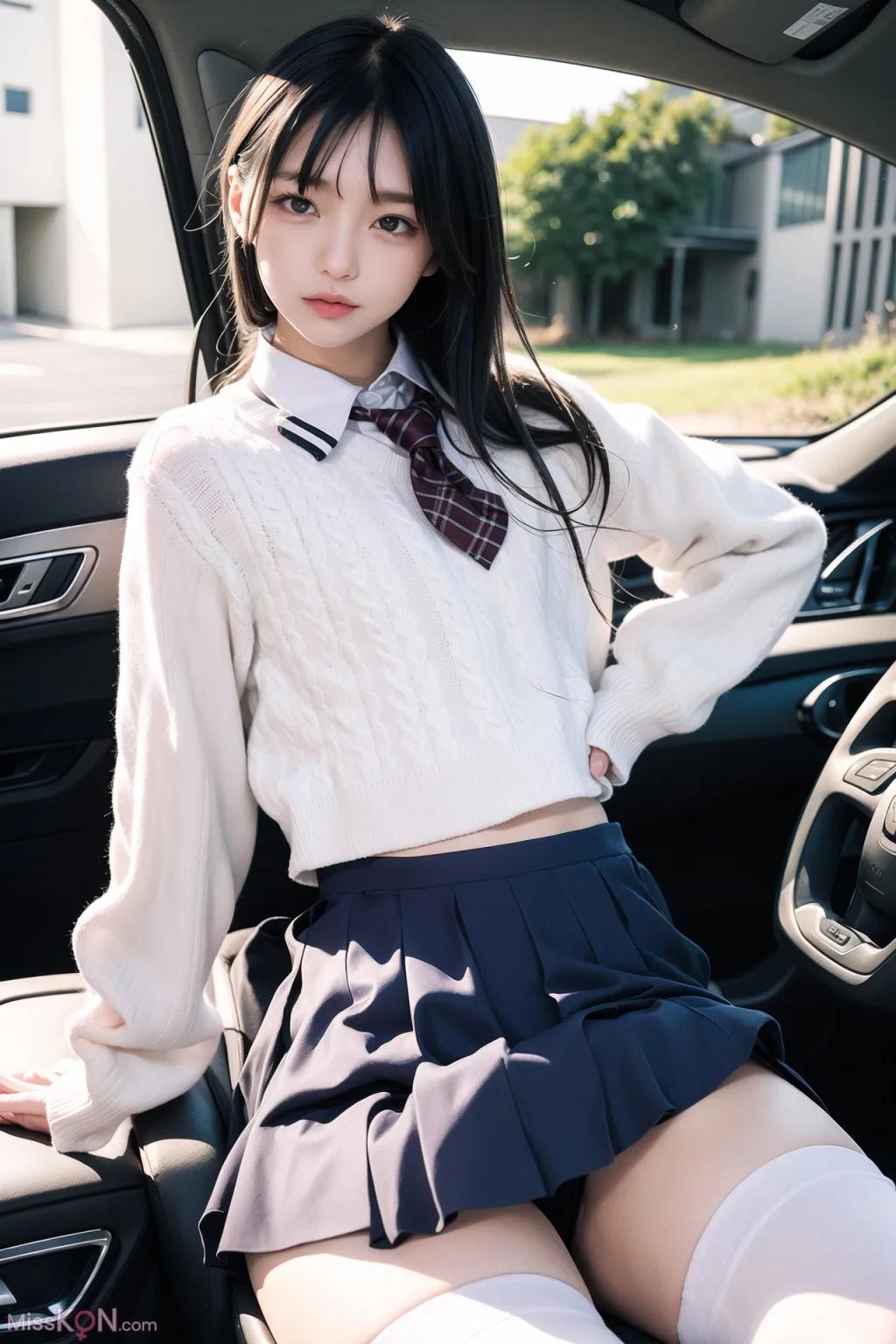 인공지능 생성 AI 미녀 차내 스타킹 노출 무마 사진집 (160장)