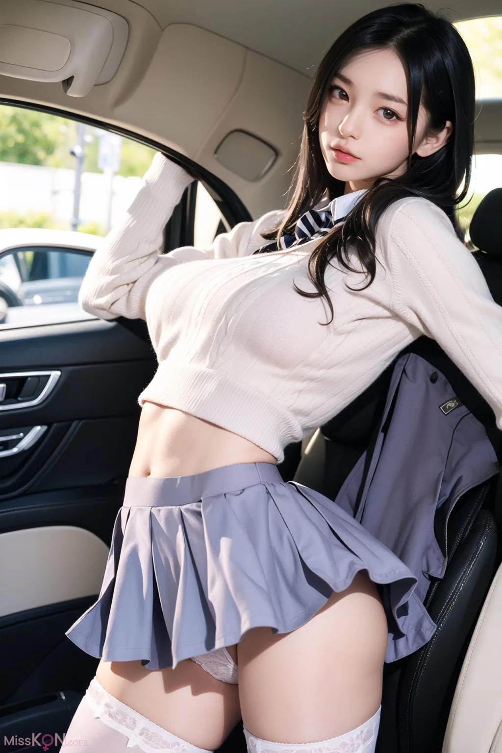 인공지능 생성 AI 미녀 차내 스타킹 노출 무마 사진집 (160장)
