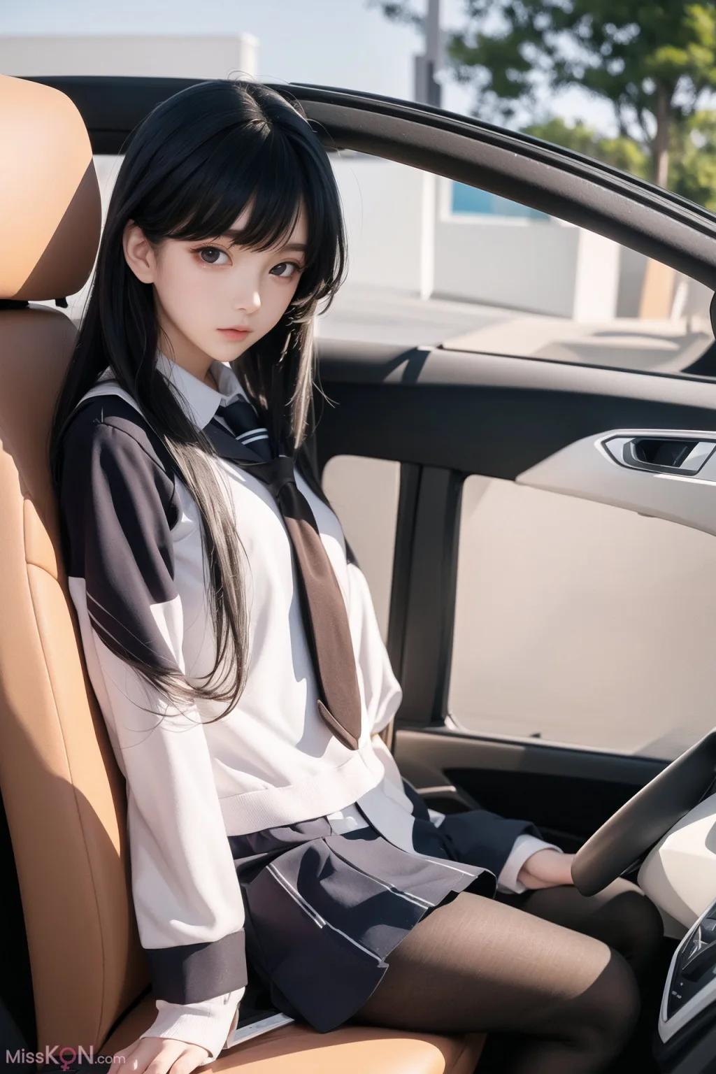 인공지능 생성 AI 미녀 차내 스타킹 노출 무마 사진집 (160장)