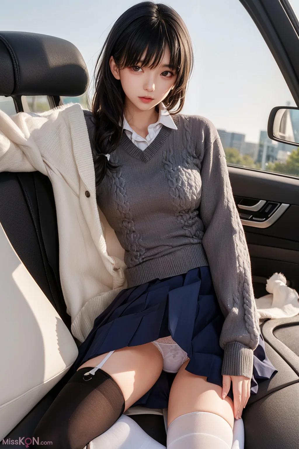 인공지능 생성 AI 미녀 차내 스타킹 노출 무마 사진집 (160장)