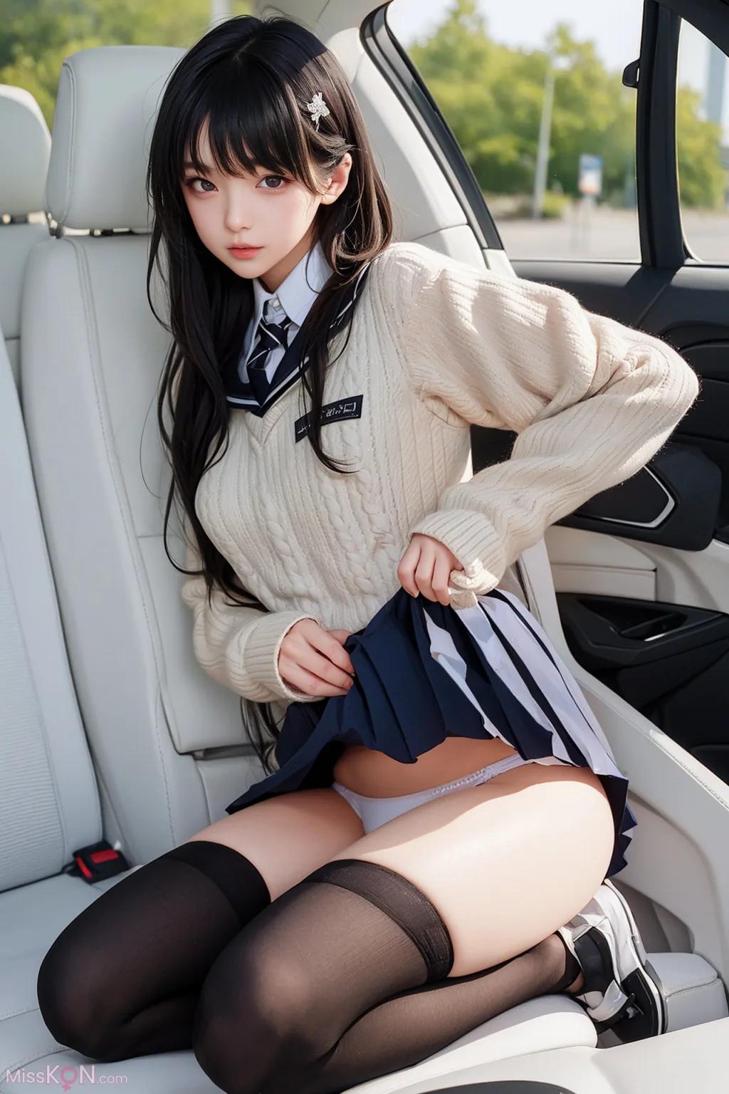 인공지능 생성 AI 미녀 차내 스타킹 노출 무마 사진집 (160장)
