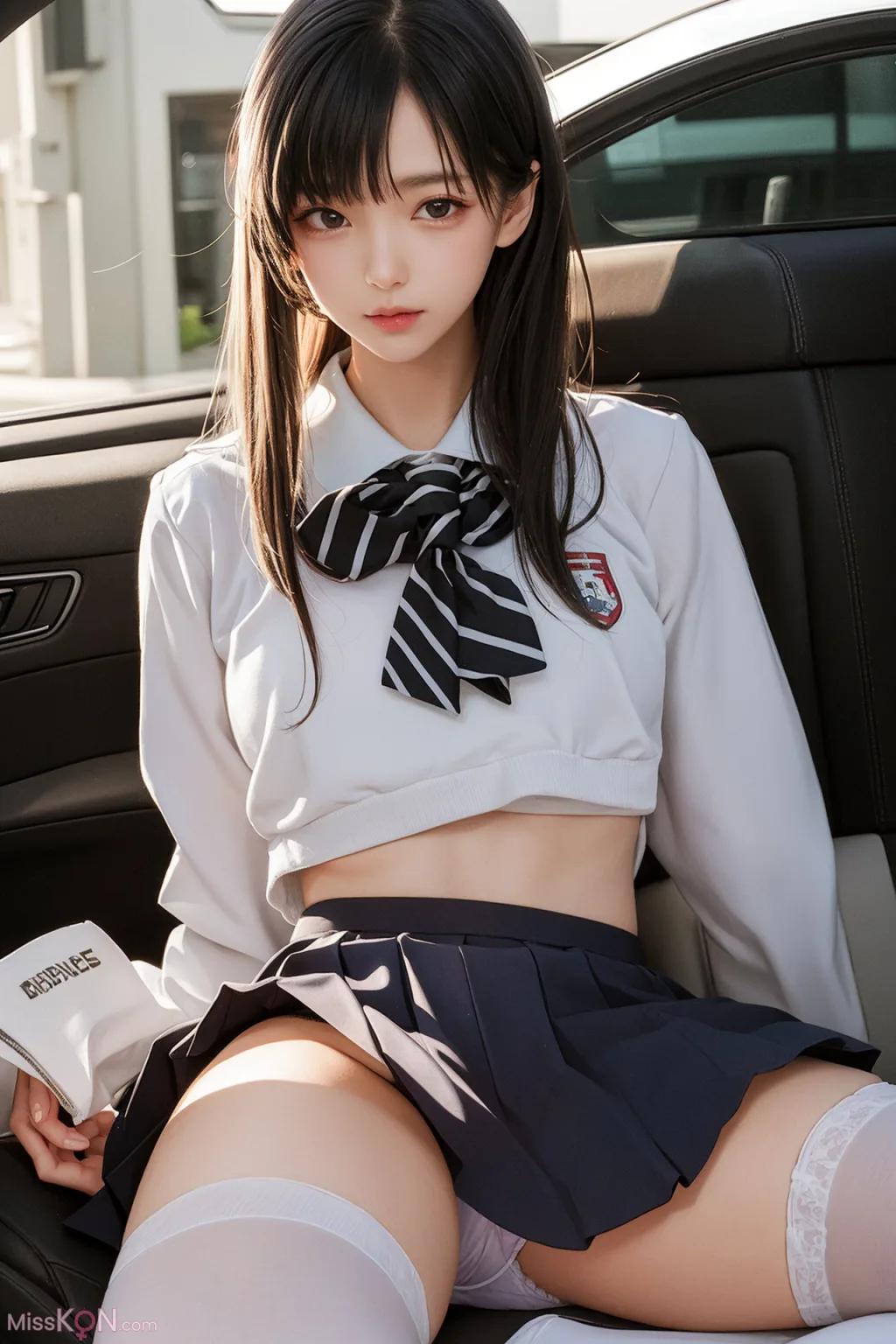 인공지능 생성 AI 미녀 차내 스타킹 노출 무마 사진집 (160장)