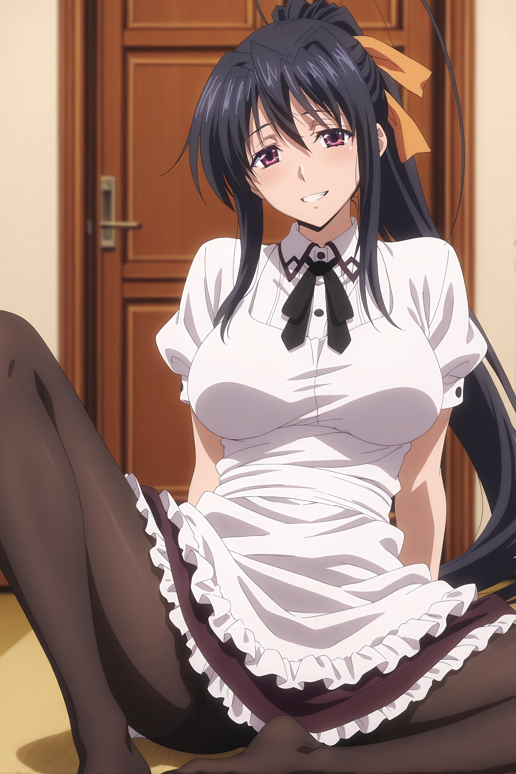 AI สร้างสาวอนิเมะ - [2D] 姬岛朱乃 Himejima Akeno 黑发巫女装开档黑丝 紫电S调教 巨乳肉感无修正 32P