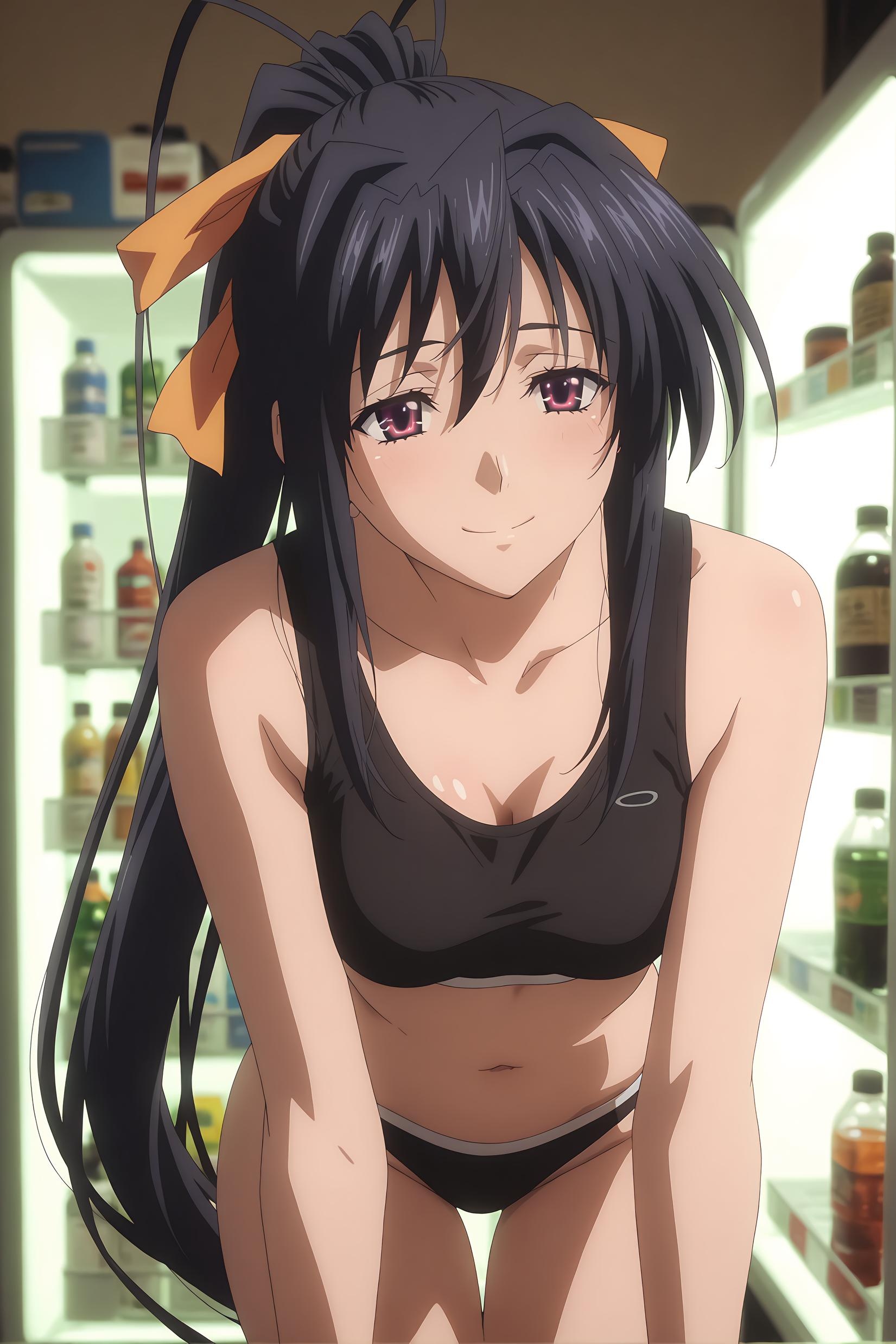 AI สร้างสาวอนิเมะ - [2D] 姬岛朱乃 Himejima Akeno 黑发巫女装开档黑丝 紫电S调教 巨乳肉感无修正 32P