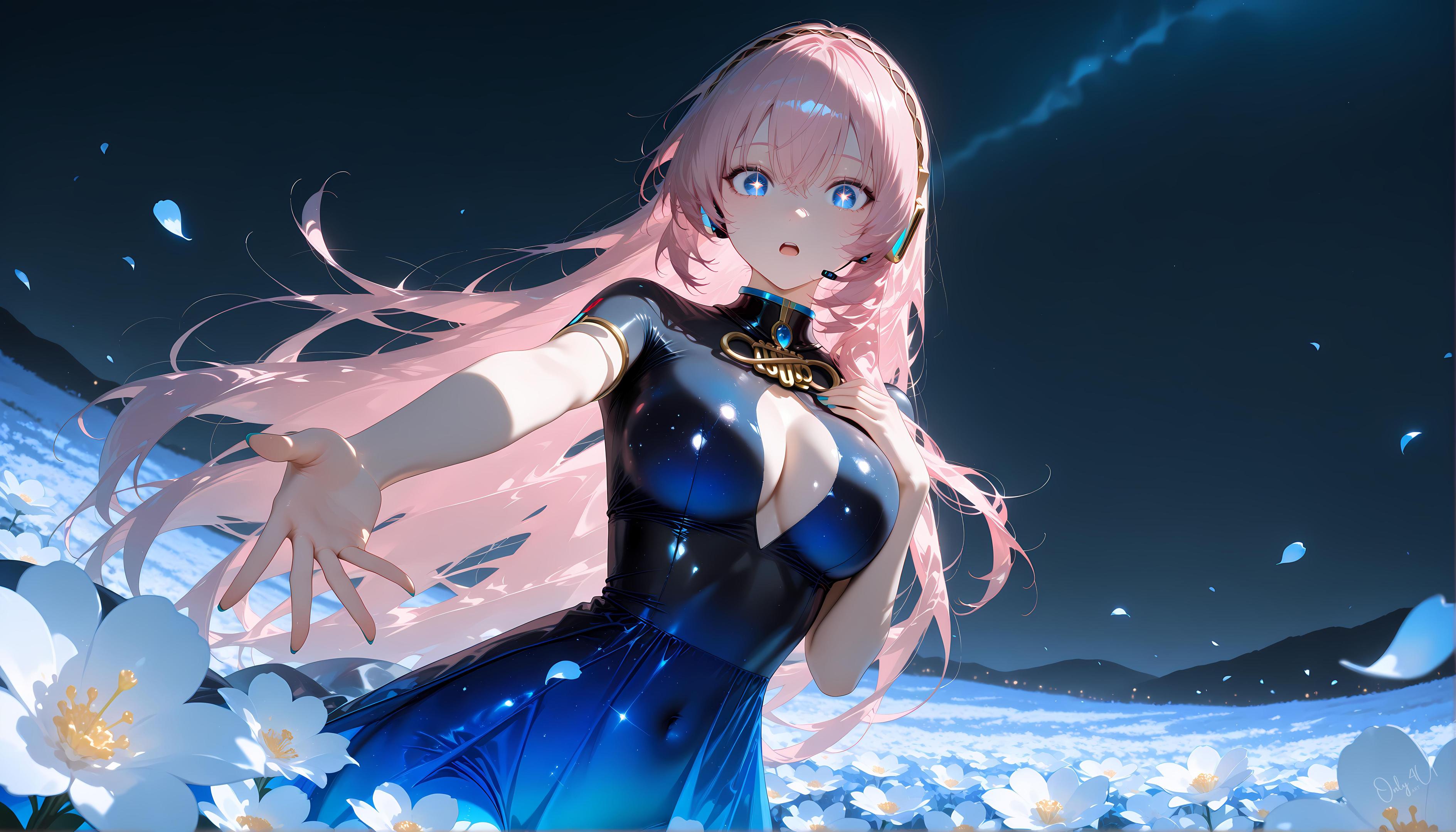 AI Generated Anime Girl - 巡音流歌 Megurine Luka 粉发歌姬皮衣开档黑丝 触手调教肉感无修正 62P