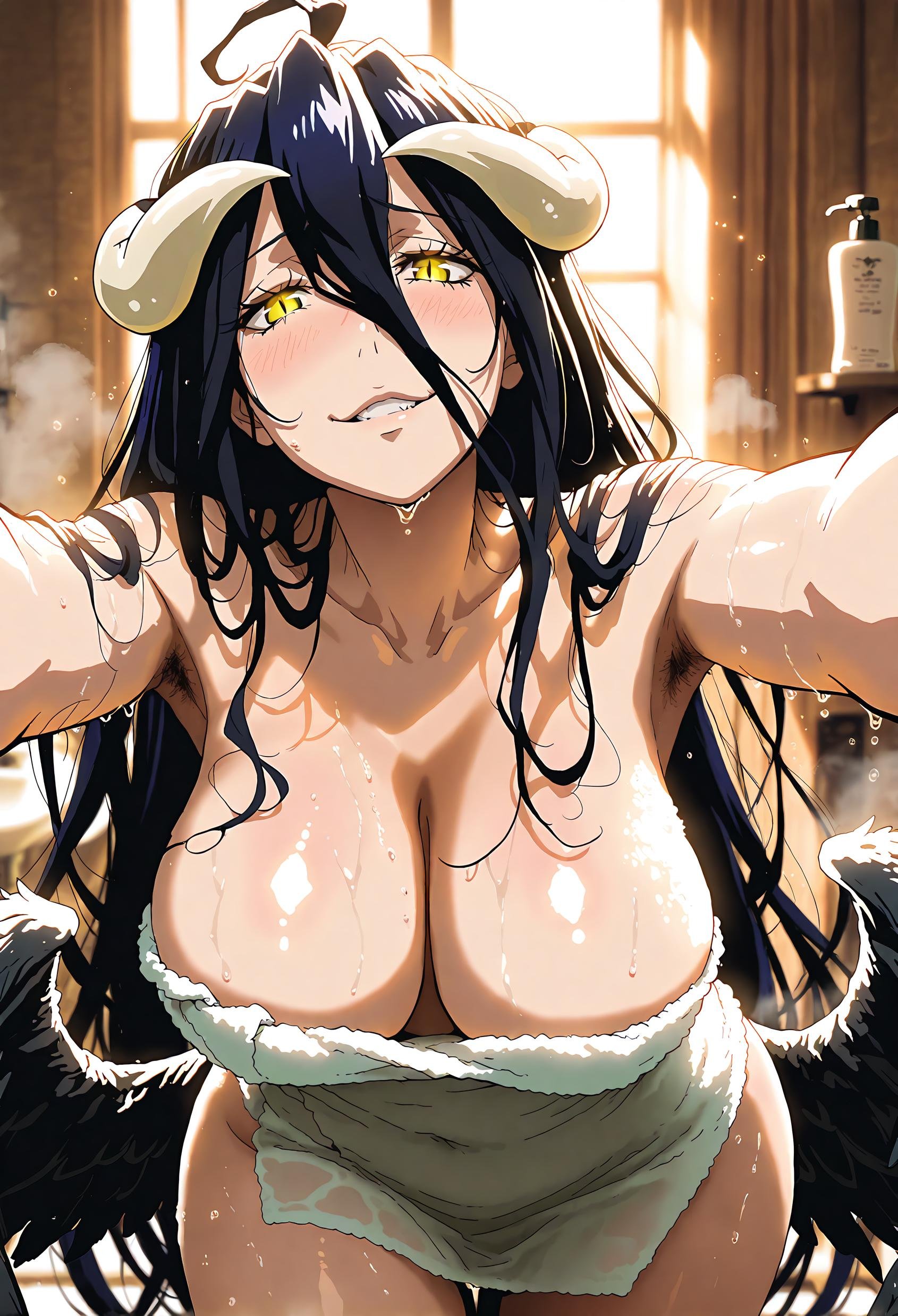 AI สร้างอนิเมะสาว - 雅儿贝德 Albedo 纯白恶魔女仆 แฟชั่นสายดำเปิดเป้า ปีกกางเต็มที่ 49P