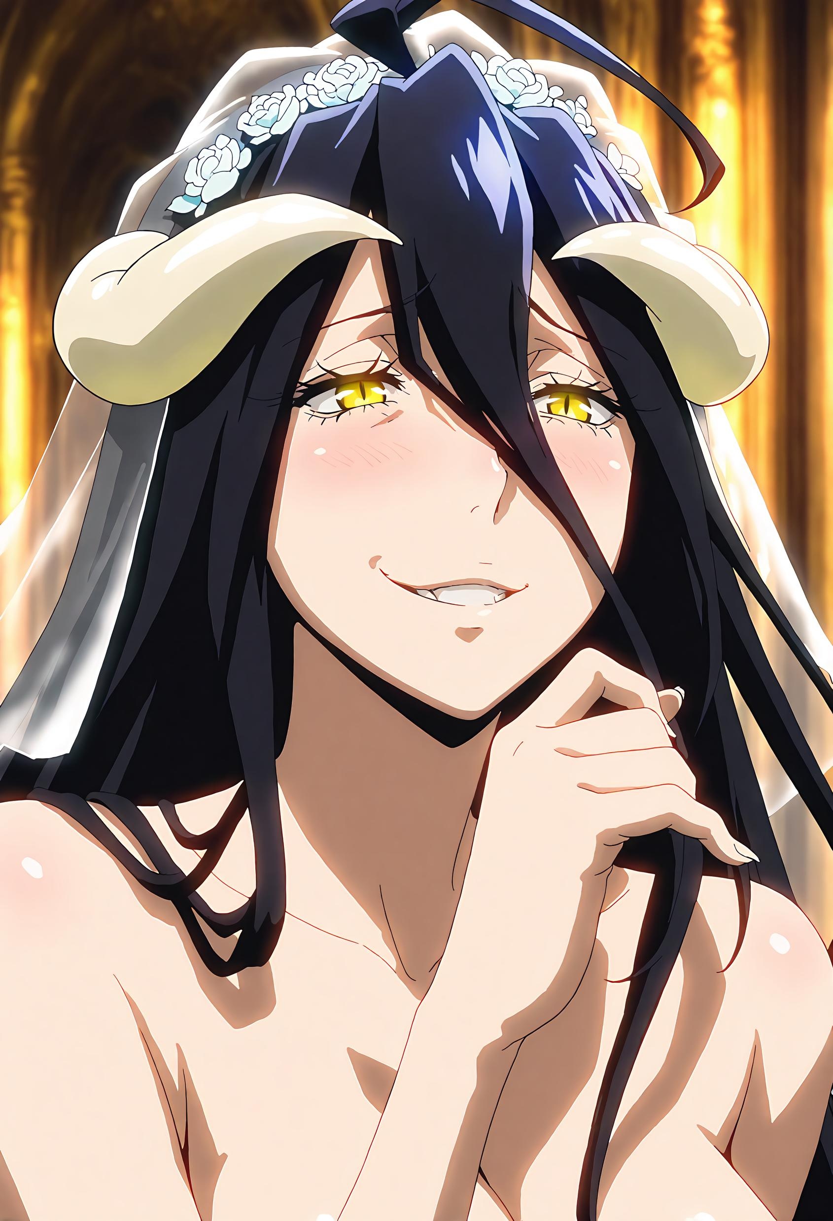 AI สร้างอนิเมะสาว - 雅儿贝德 Albedo 纯白恶魔女仆 แฟชั่นสายดำเปิดเป้า ปีกกางเต็มที่ 49P