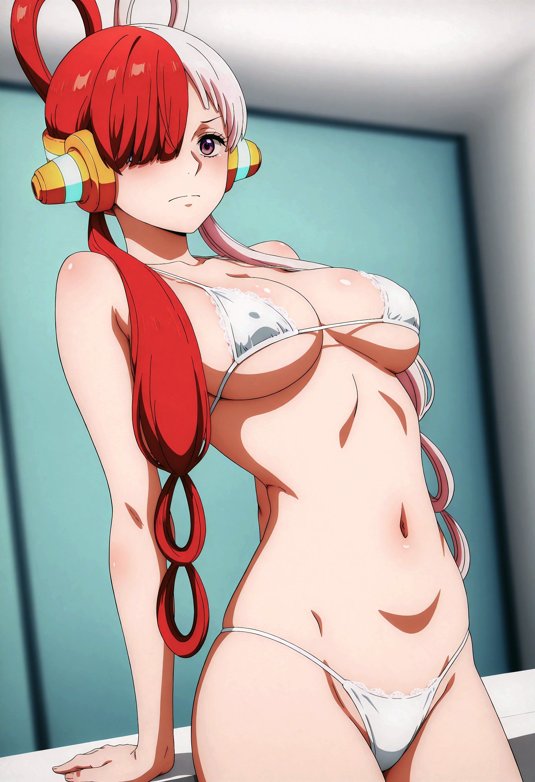 Cô Gái Anime Tạo Bởi AI - [2D] 乌塔 Uta (航海王：红发歌姬) Trang Phục Sân Khấu Nữ Ca Sĩ Đỏ Tóc, Rách Rưới, Gợi Cảm, 47P