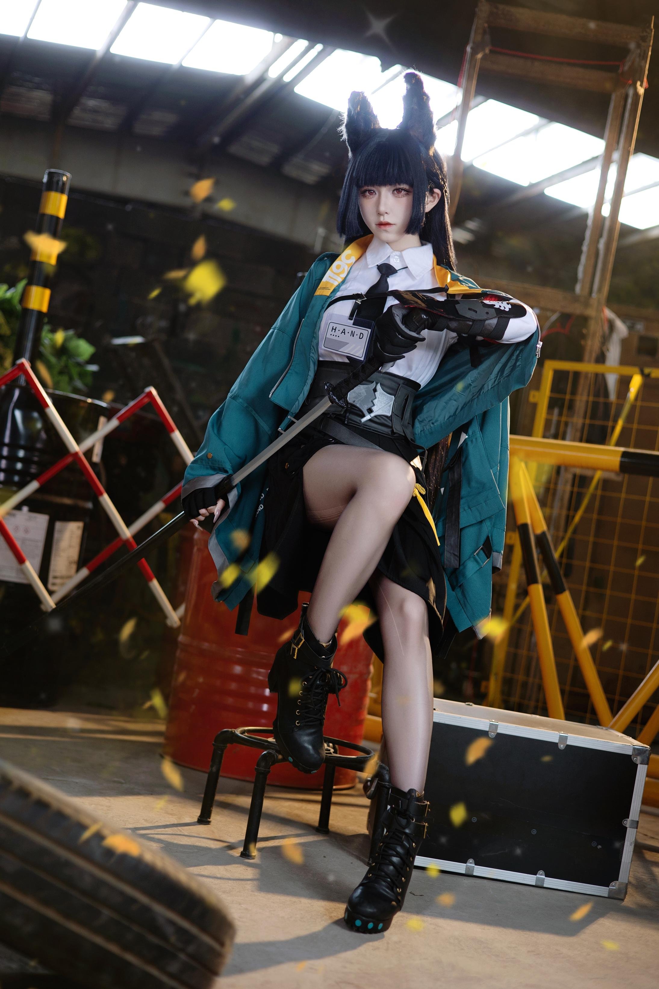 [cosplay] 双木扶苏 - cos 星见雅：真人写实绝区零虚狩狐娘 黑发狐耳撕裂和服巨乳黑丝开档 极致诱惑无修正 30P