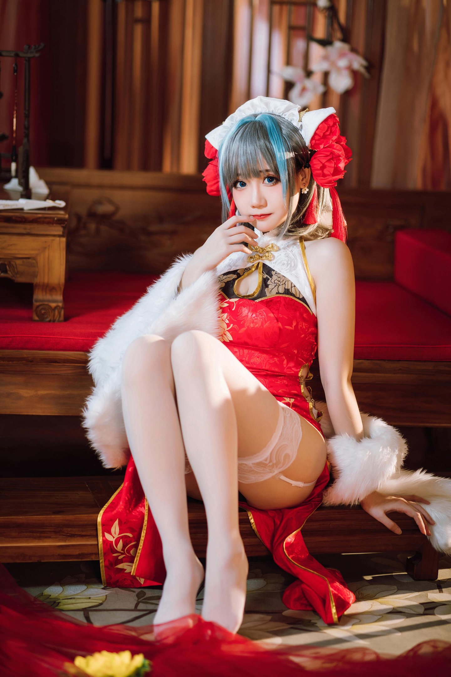 '[cosplay] Mê Mê Than - cos Cheshire: Người Thật Thực Tế Bích Lam Hàng Tuyến Mèo Nữ Tóc Bạc Tai Mèo Xé Áo Dài Ngực Khủng Tất Trắng Mở Đường Cực Độ Quyến Rũ Sa Ngã Không Chỉnh Sửa 29P'
