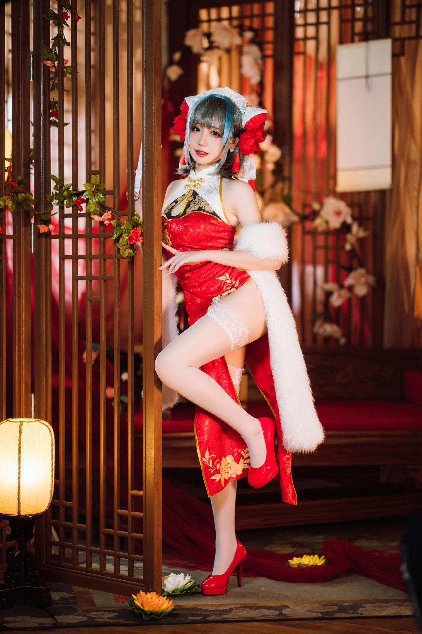 '[cosplay] Mê Mê Than - cos Cheshire: Người Thật Thực Tế Bích Lam Hàng Tuyến Mèo Nữ Tóc Bạc Tai Mèo Xé Áo Dài Ngực Khủng Tất Trắng Mở Đường Cực Độ Quyến Rũ Sa Ngã Không Chỉnh Sửa 29P'