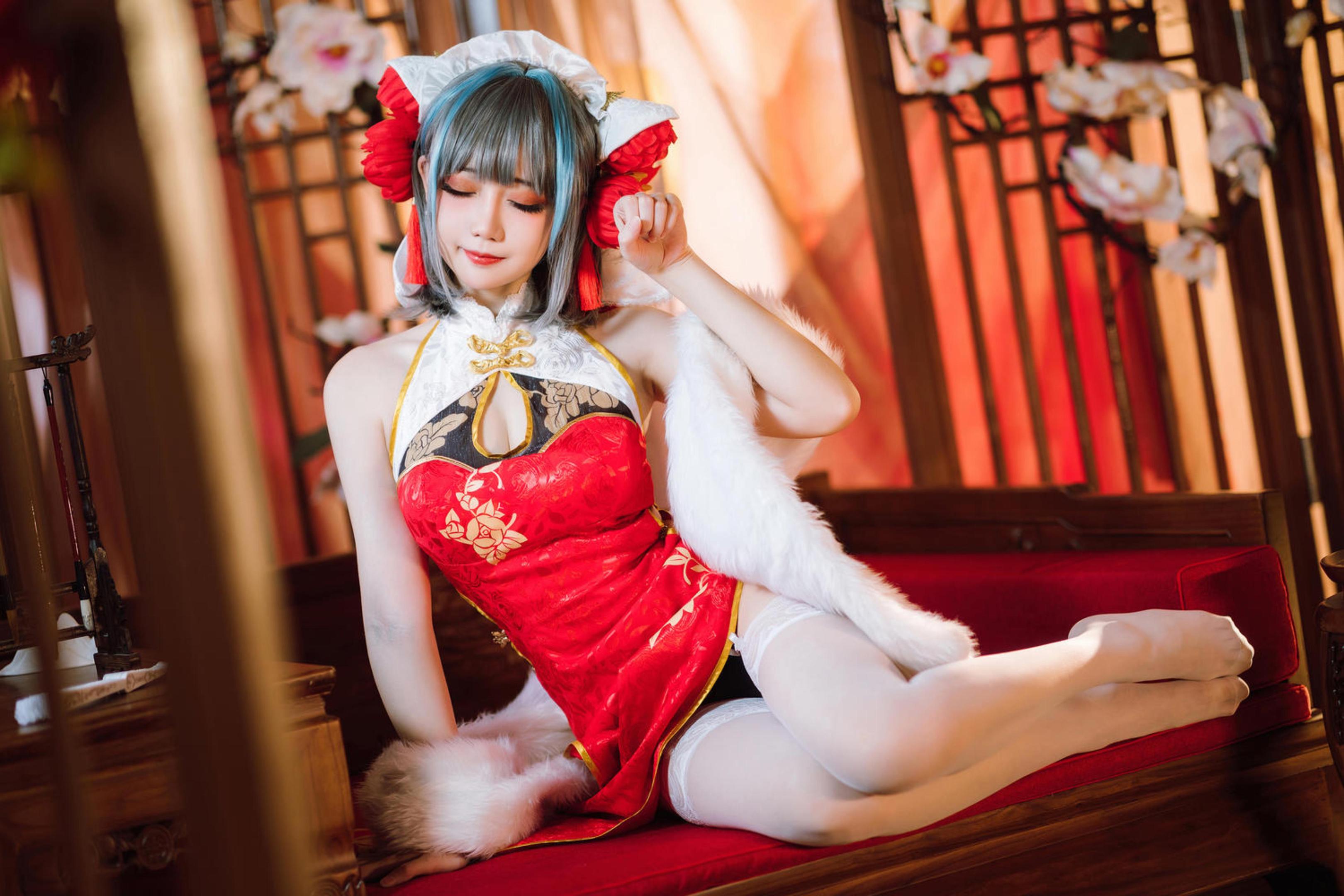 '[cosplay] Mê Mê Than - cos Cheshire: Người Thật Thực Tế Bích Lam Hàng Tuyến Mèo Nữ Tóc Bạc Tai Mèo Xé Áo Dài Ngực Khủng Tất Trắng Mở Đường Cực Độ Quyến Rũ Sa Ngã Không Chỉnh Sửa 29P'