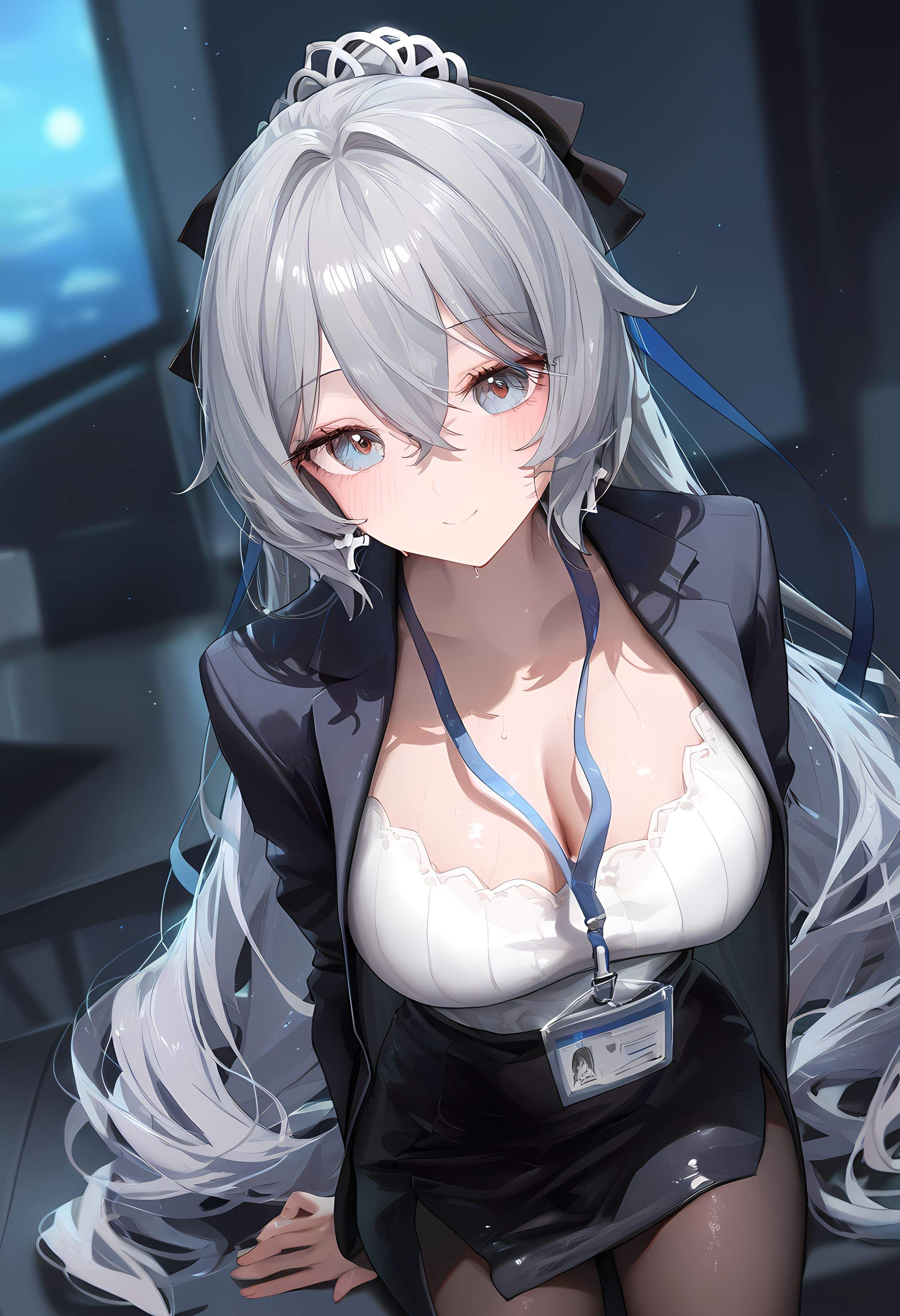 AI Generated Anime Girl - [2D] 布洛妮娅：崩坏3银发紫瞳黑客少女 机械失灵的OL制服诱惑 蓝光数据流中堕落 290P