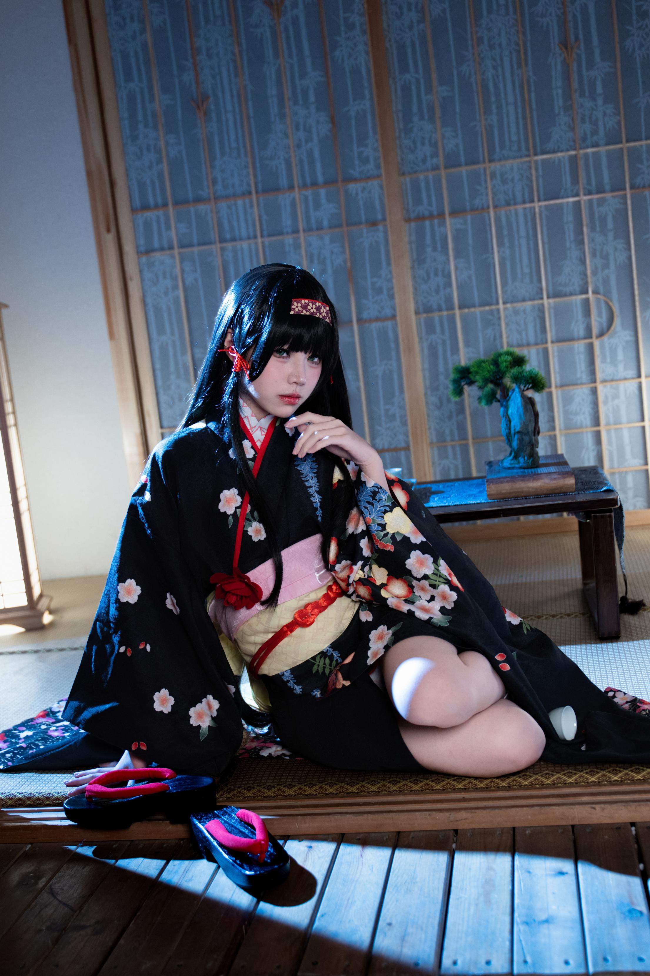 costume hóa trang] 清水凪 - [thực tế] cos 莲华: mèo cô nàng tai thú tóc trắng, ngực khủng, tất đen, ướt át, xuyên thấu 62P