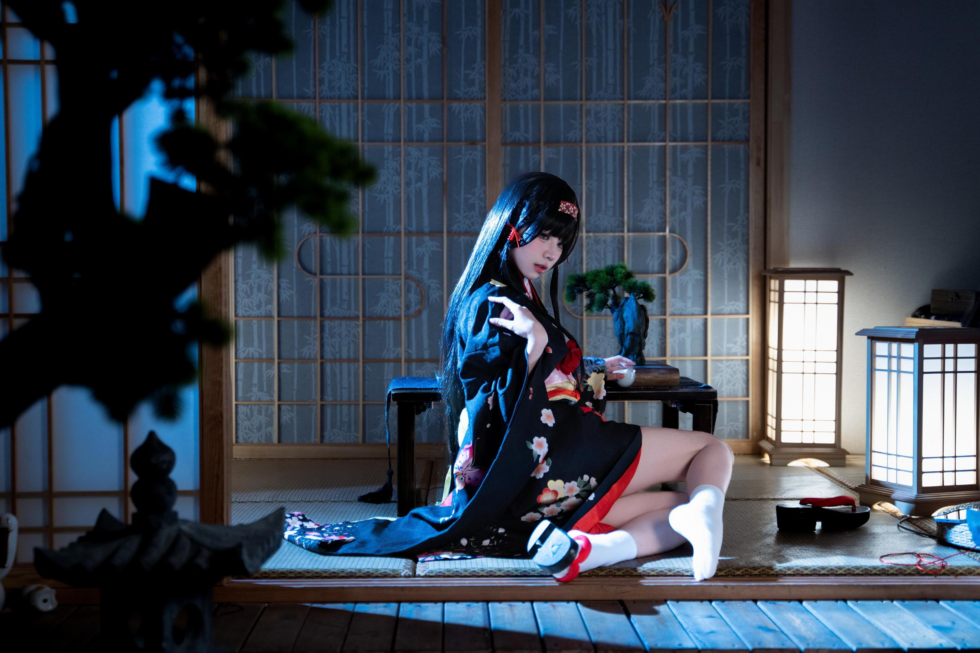 costume hóa trang] 清水凪 - [thực tế] cos 莲华: mèo cô nàng tai thú tóc trắng, ngực khủng, tất đen, ướt át, xuyên thấu 62P