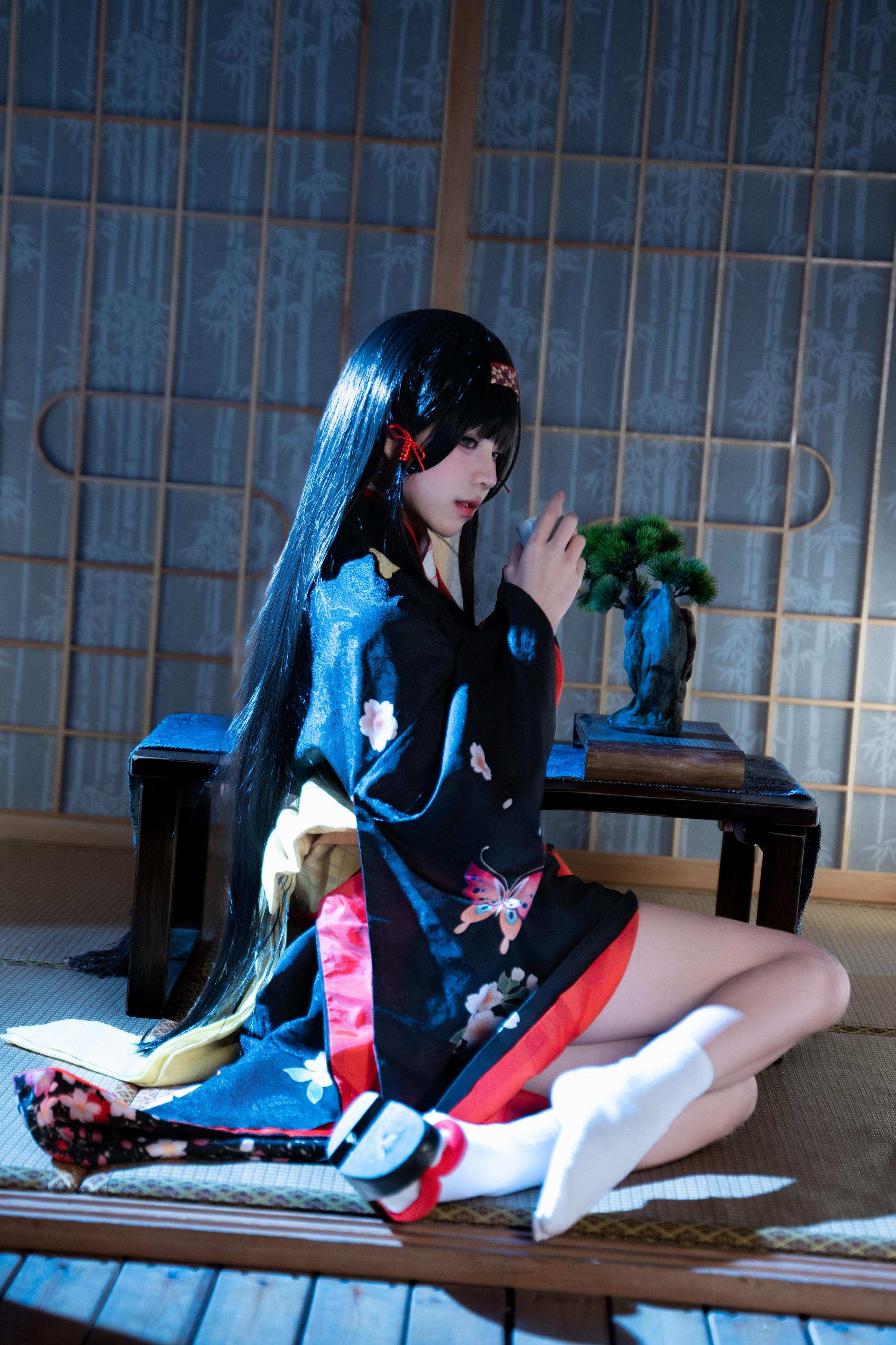 costume hóa trang] 清水凪 - [thực tế] cos 莲华: mèo cô nàng tai thú tóc trắng, ngực khủng, tất đen, ướt át, xuyên thấu 62P