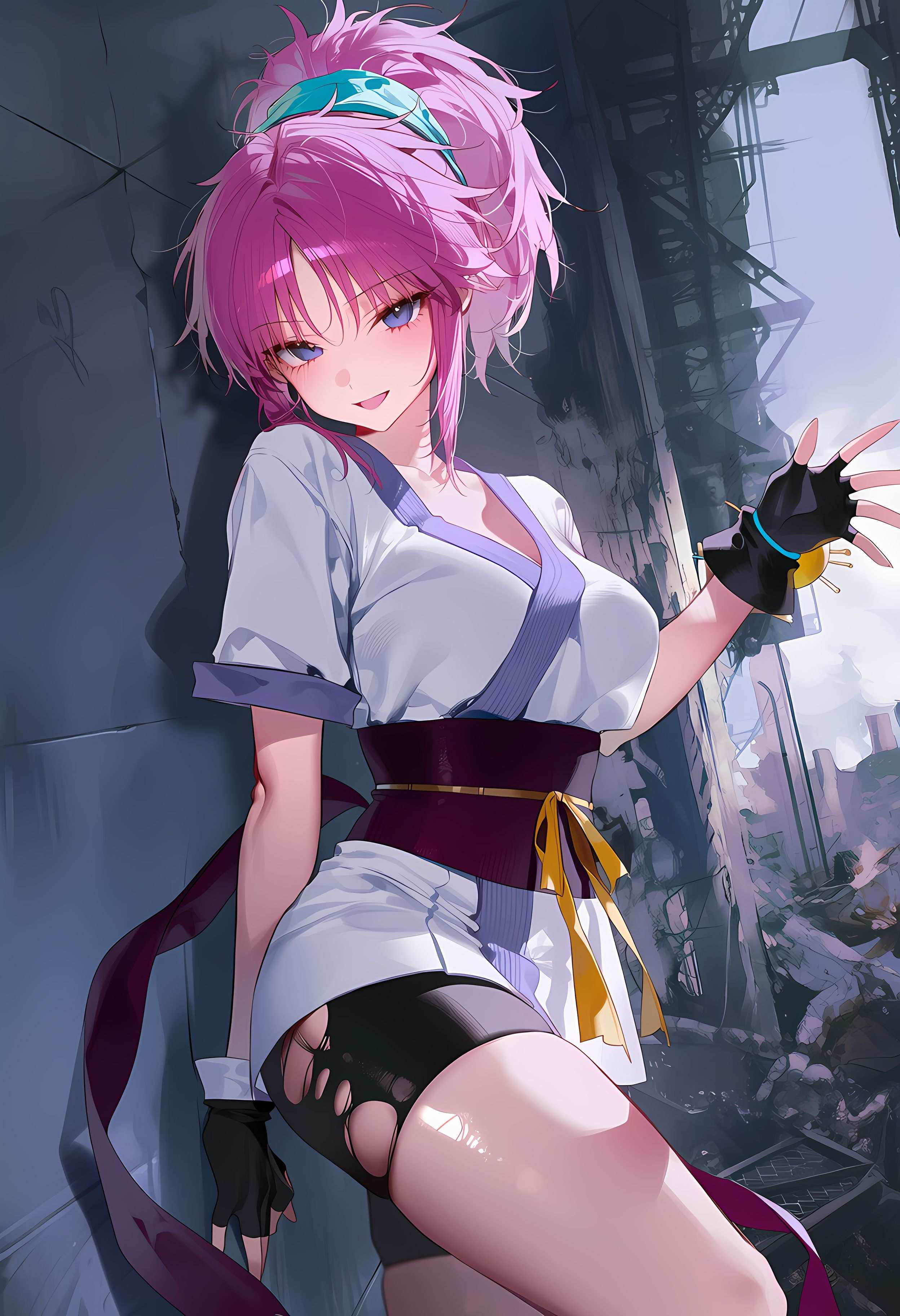 AI Generated Anime Girl - 玛奇·柯明：猎人×猎人紫发魅惑少女 低胸装诱惑撩人姿势 368P