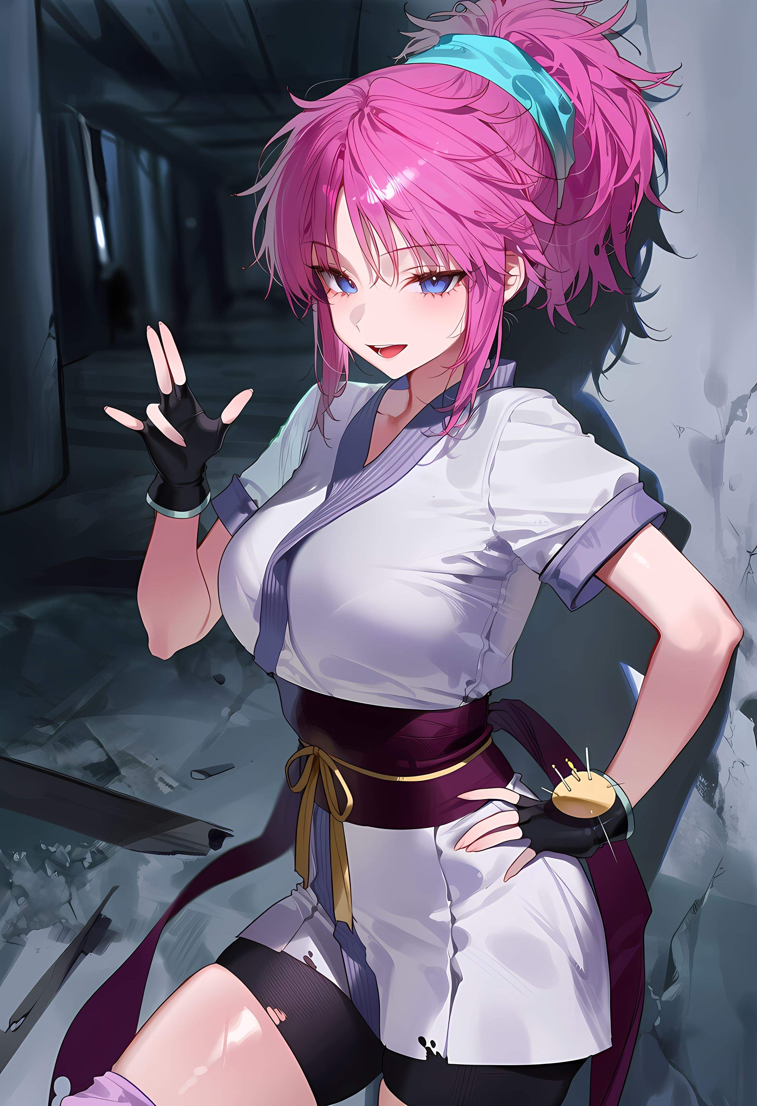 AI Generated Anime Girl - 玛奇·柯明：猎人×猎人紫发魅惑少女 低胸装诱惑撩人姿势 368P