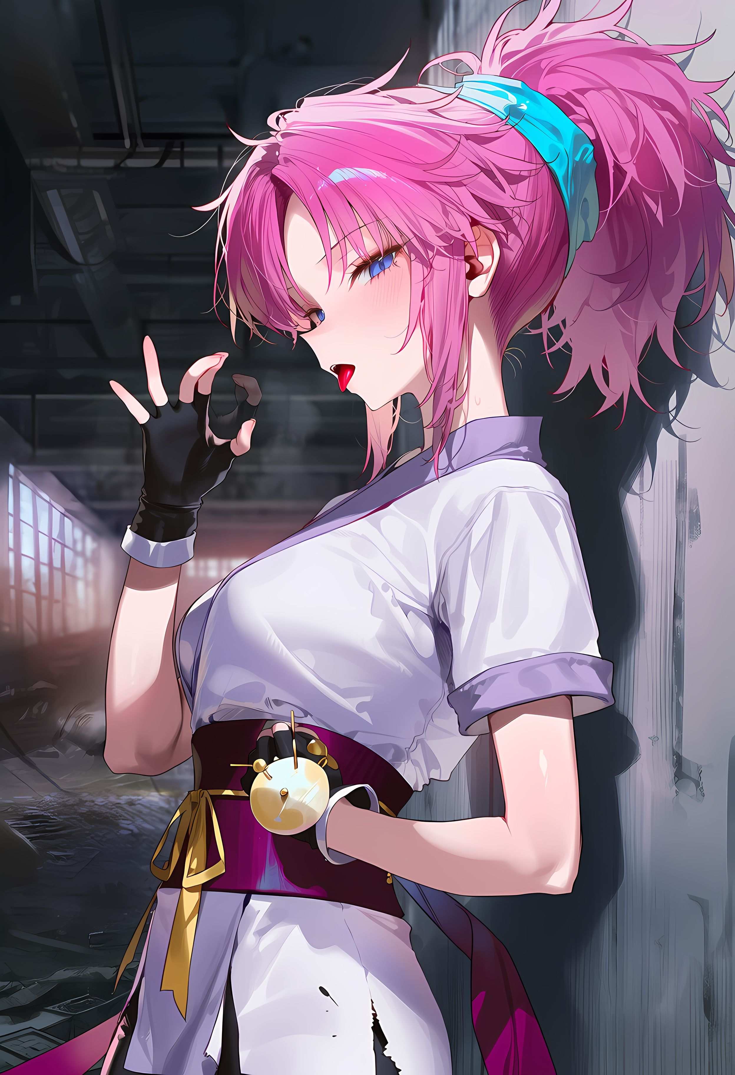 AI Generated Anime Girl - 玛奇·柯明：猎人×猎人紫发魅惑少女 低胸装诱惑撩人姿势 368P