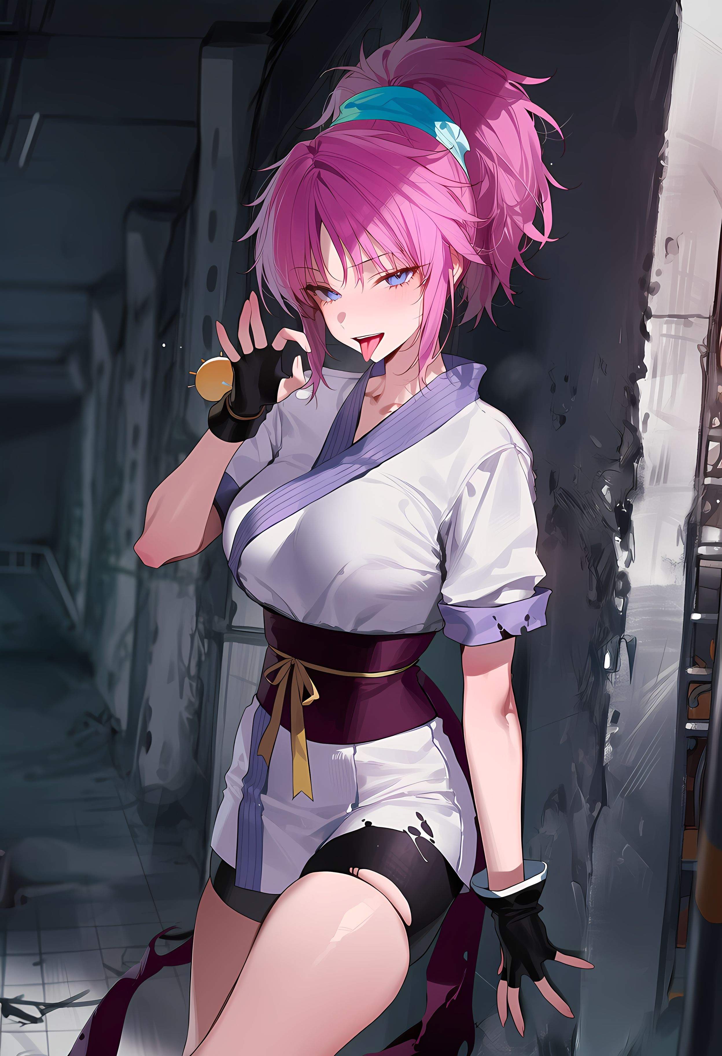 AI Generated Anime Girl - 玛奇·柯明：猎人×猎人紫发魅惑少女 低胸装诱惑撩人姿势 368P