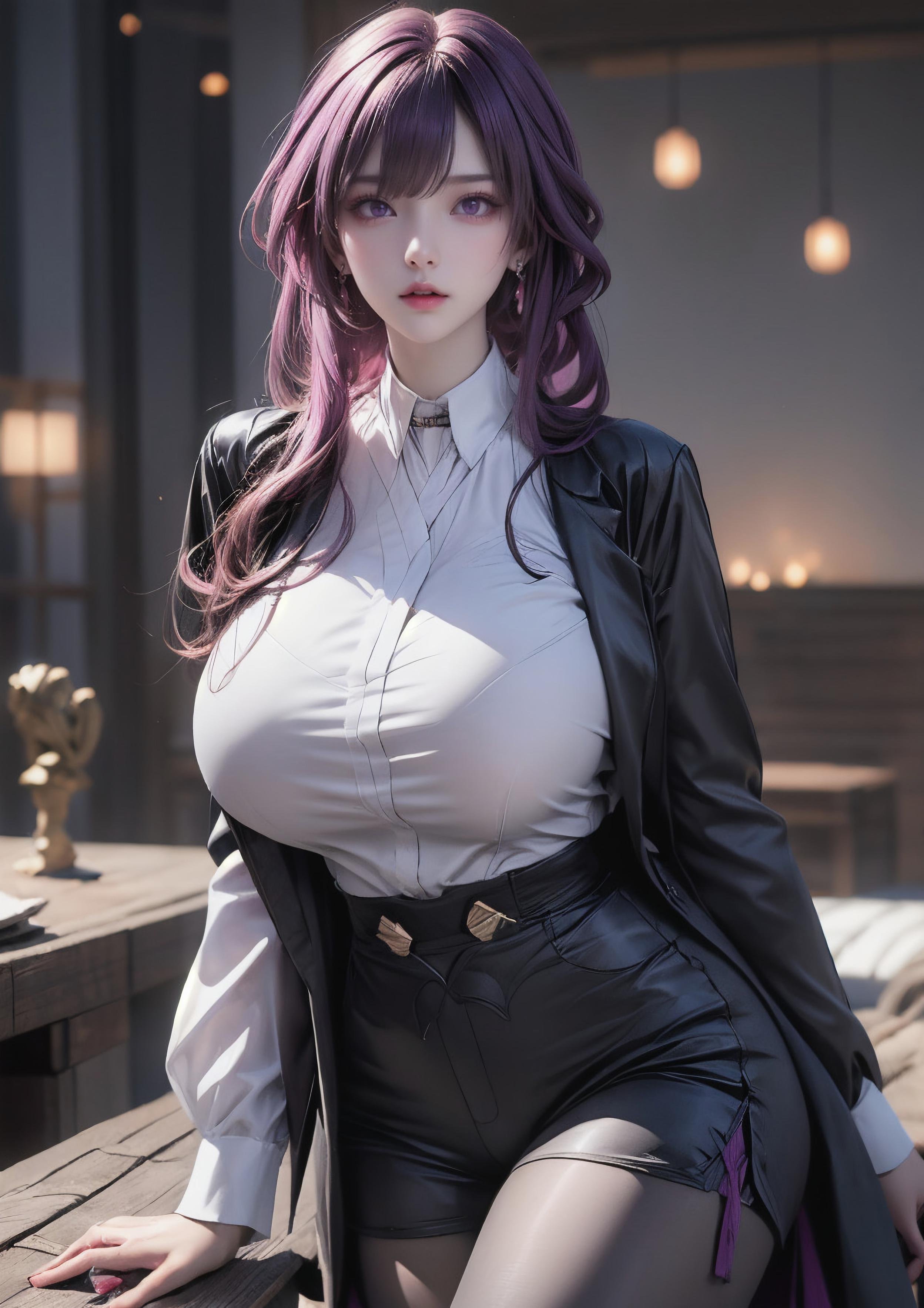 AI Generated Anime Girl - 卡芙卡：星穹铁道白发御姐 完美曲线下白皙肌肤展现撩人姿势 72P