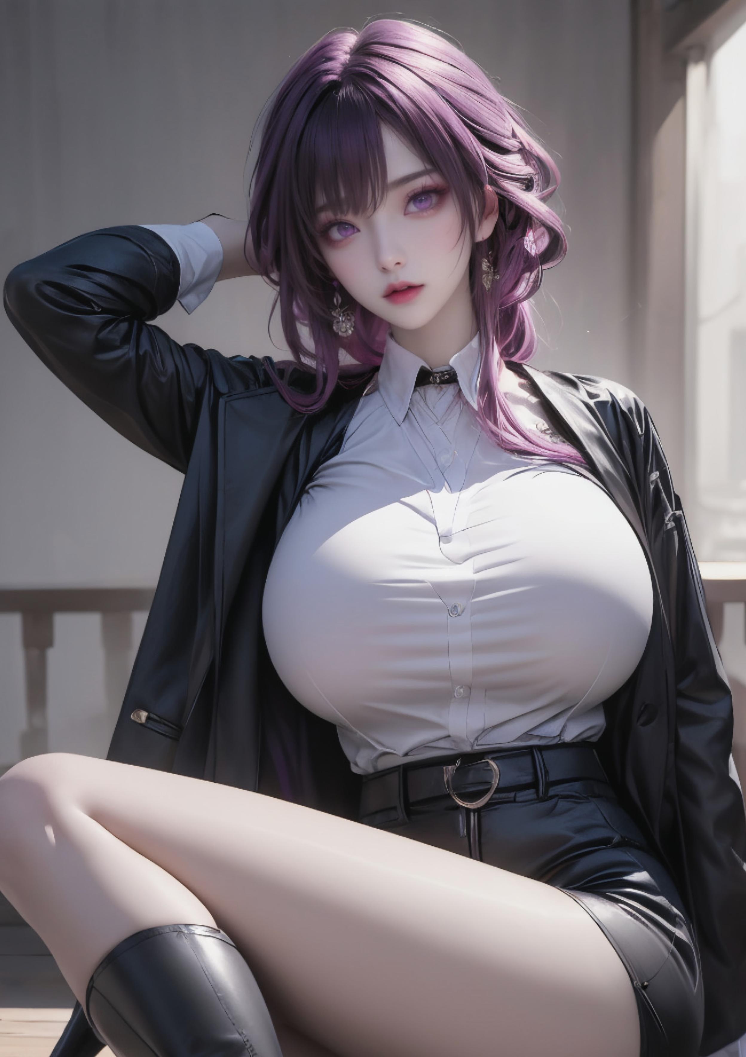 AI Generated Anime Girl - 卡芙卡：星穹铁道白发御姐 完美曲线下白皙肌肤展现撩人姿势 72P