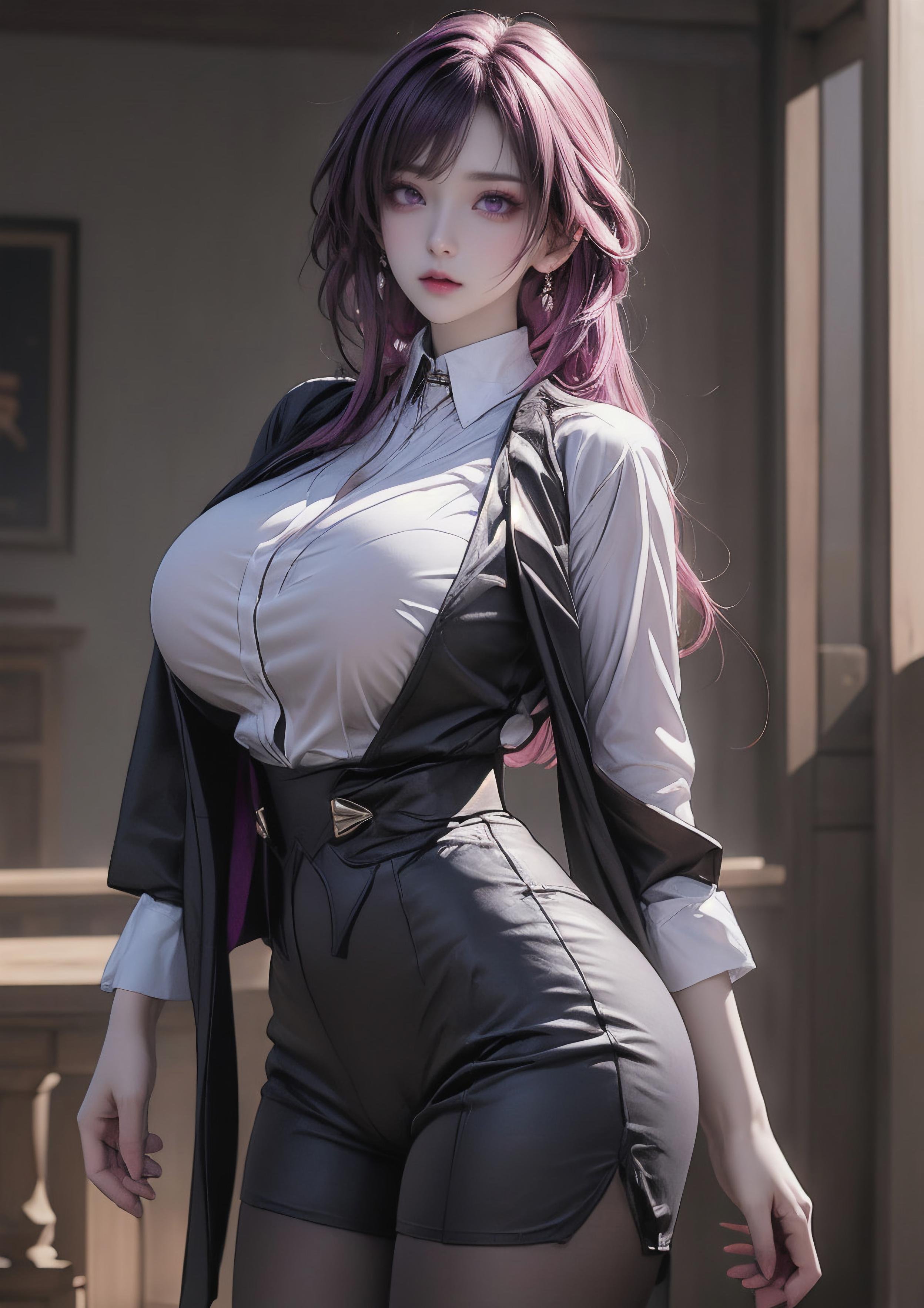 AI Generated Anime Girl - 卡芙卡：星穹铁道白发御姐 完美曲线下白皙肌肤展现撩人姿势 72P