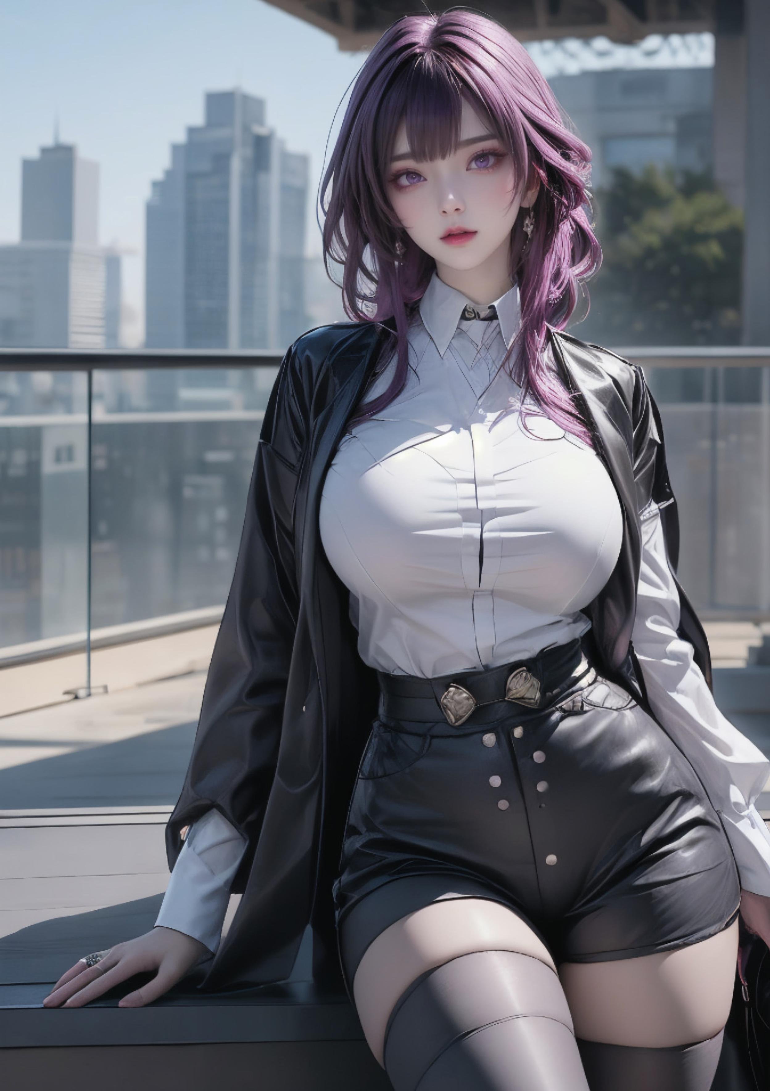 AI Generated Anime Girl - 卡芙卡：星穹铁道白发御姐 完美曲线下白皙肌肤展现撩人姿势 72P