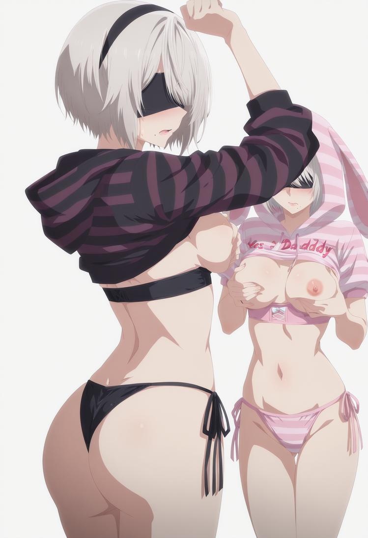 AI Generated Anime Girl - 尤尔哈2B：尼尔机械纪元白虎少女 撩人姿势下展现极致性感诱惑 72P