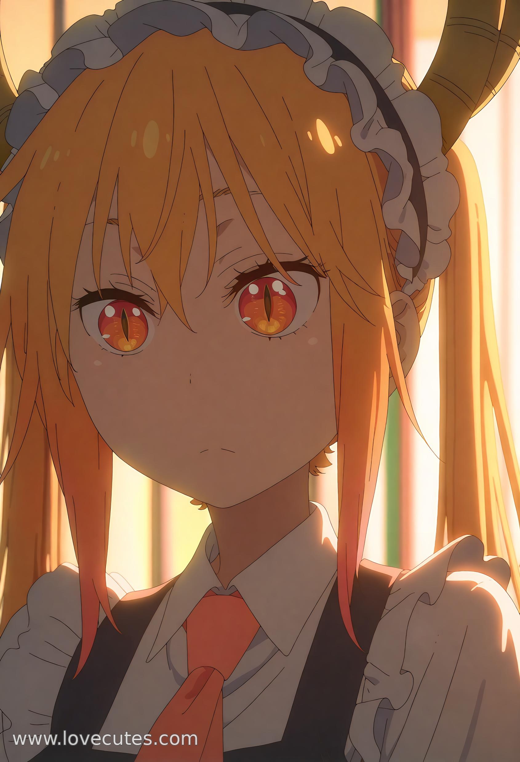 AI Generated Anime Girl - 托尔：小林家的龙女仆白虎少女 女仆装下撩人姿势展现性感诱惑 35P