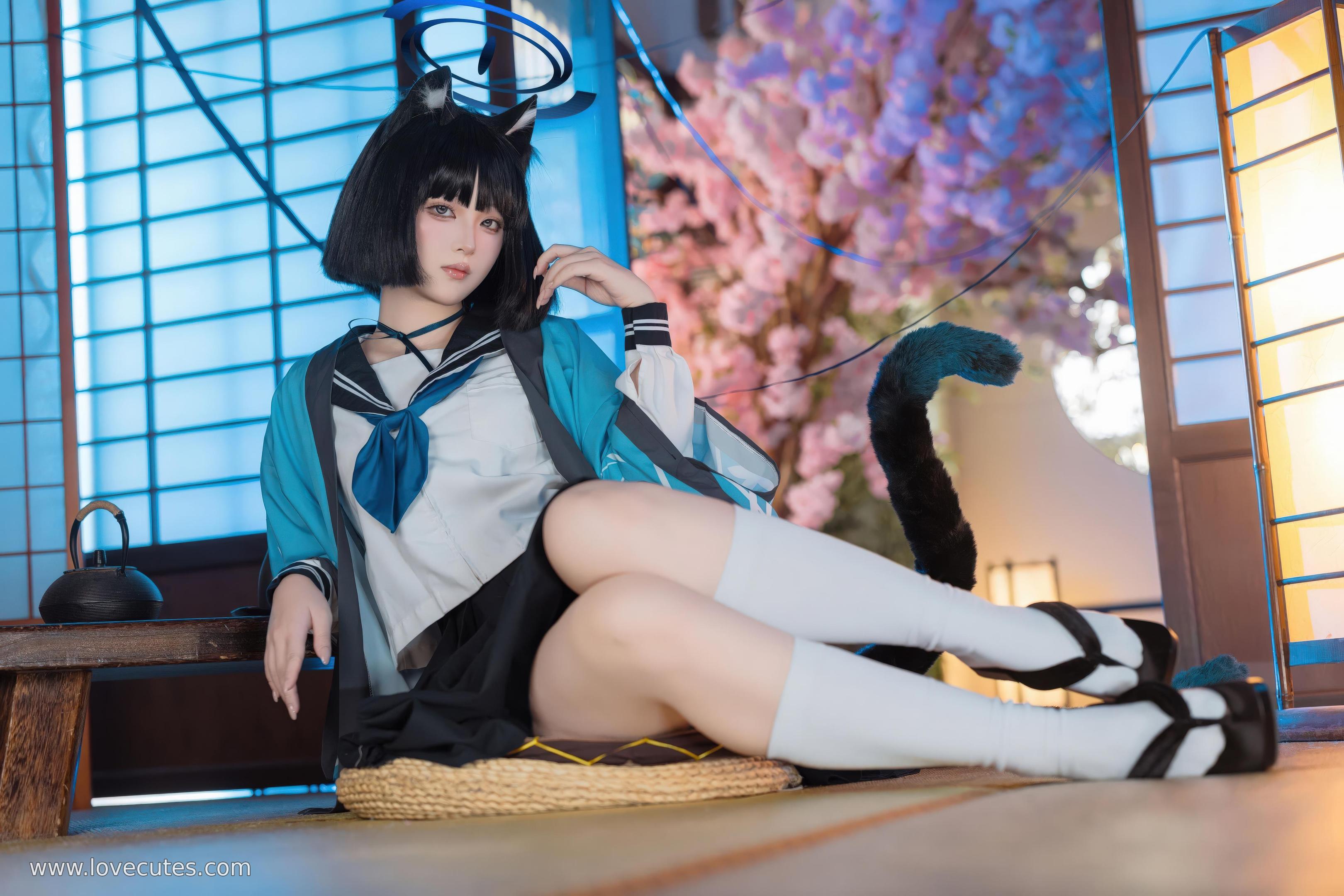 '[cosplay] 屿鱼 - 蔚蓝档案 桐生桔梗: Phong Cách Đồng Phục Học Viện, Tỏa Sáng Vẻ Đẹp Lạnh Lùng và Đường Cong 53P'