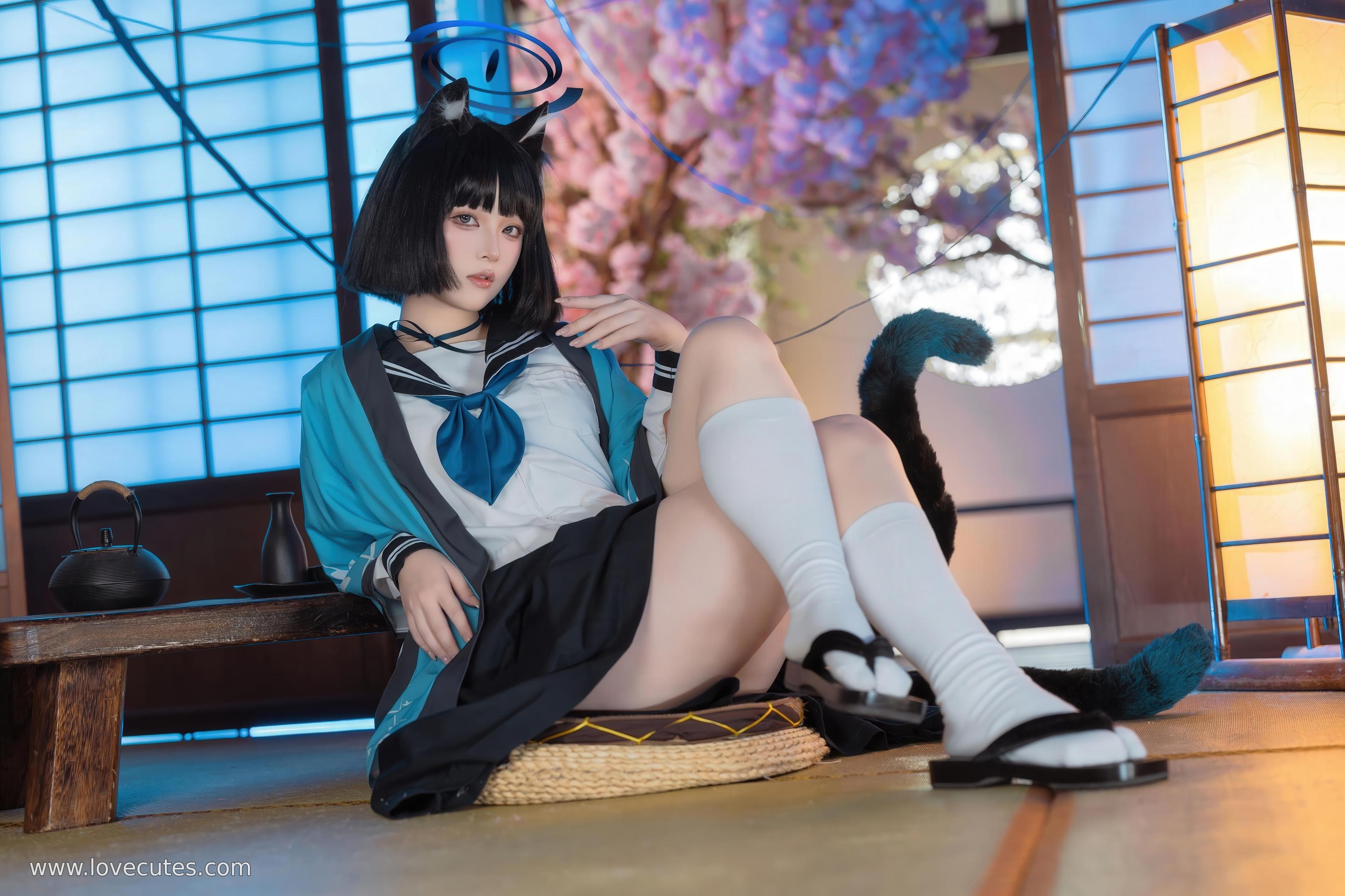 '[cosplay] 屿鱼 - 蔚蓝档案 桐生桔梗: Phong Cách Đồng Phục Học Viện, Tỏa Sáng Vẻ Đẹp Lạnh Lùng và Đường Cong 53P'