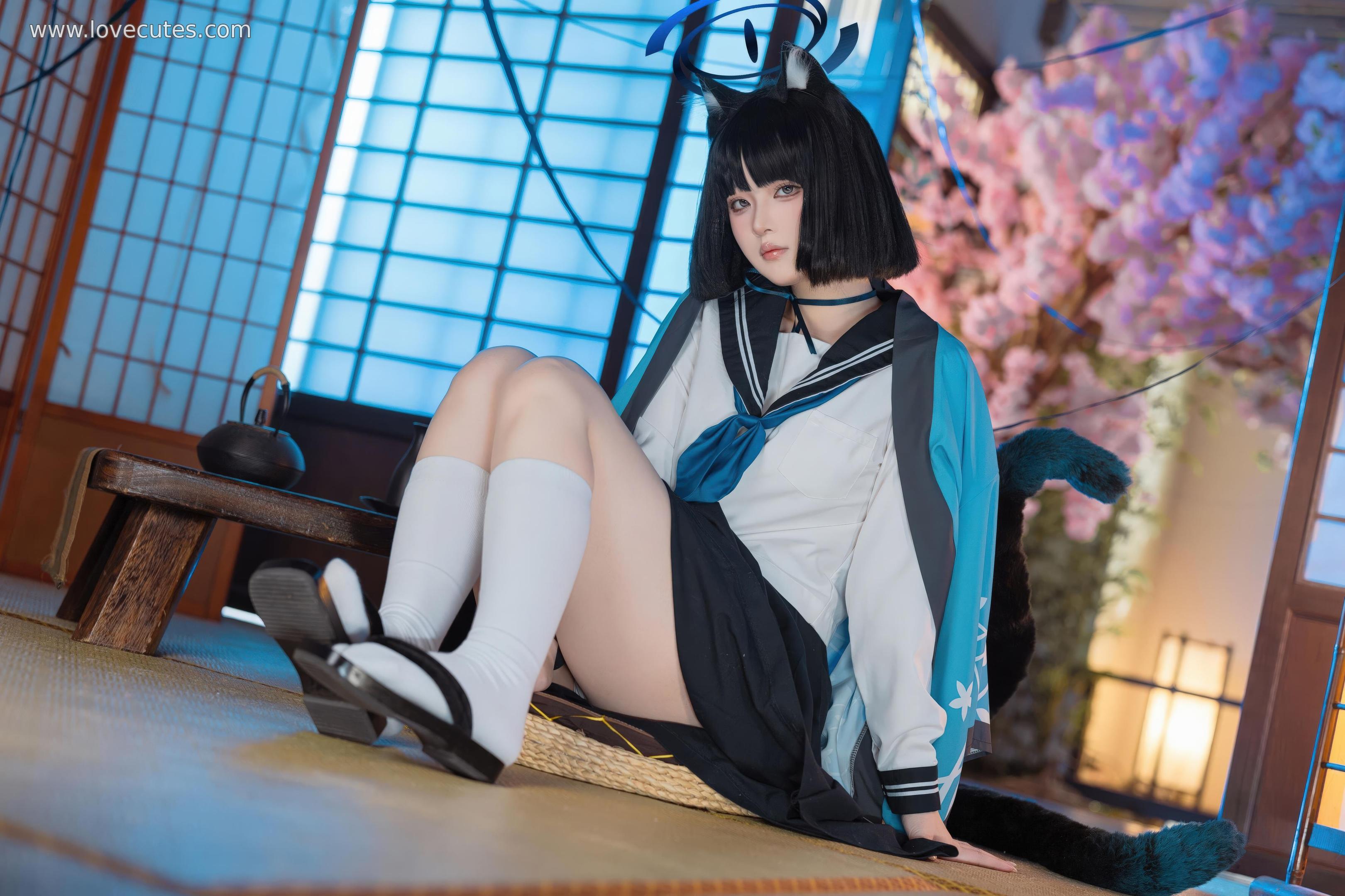 '[cosplay] 屿鱼 - 蔚蓝档案 桐生桔梗: Phong Cách Đồng Phục Học Viện, Tỏa Sáng Vẻ Đẹp Lạnh Lùng và Đường Cong 53P'