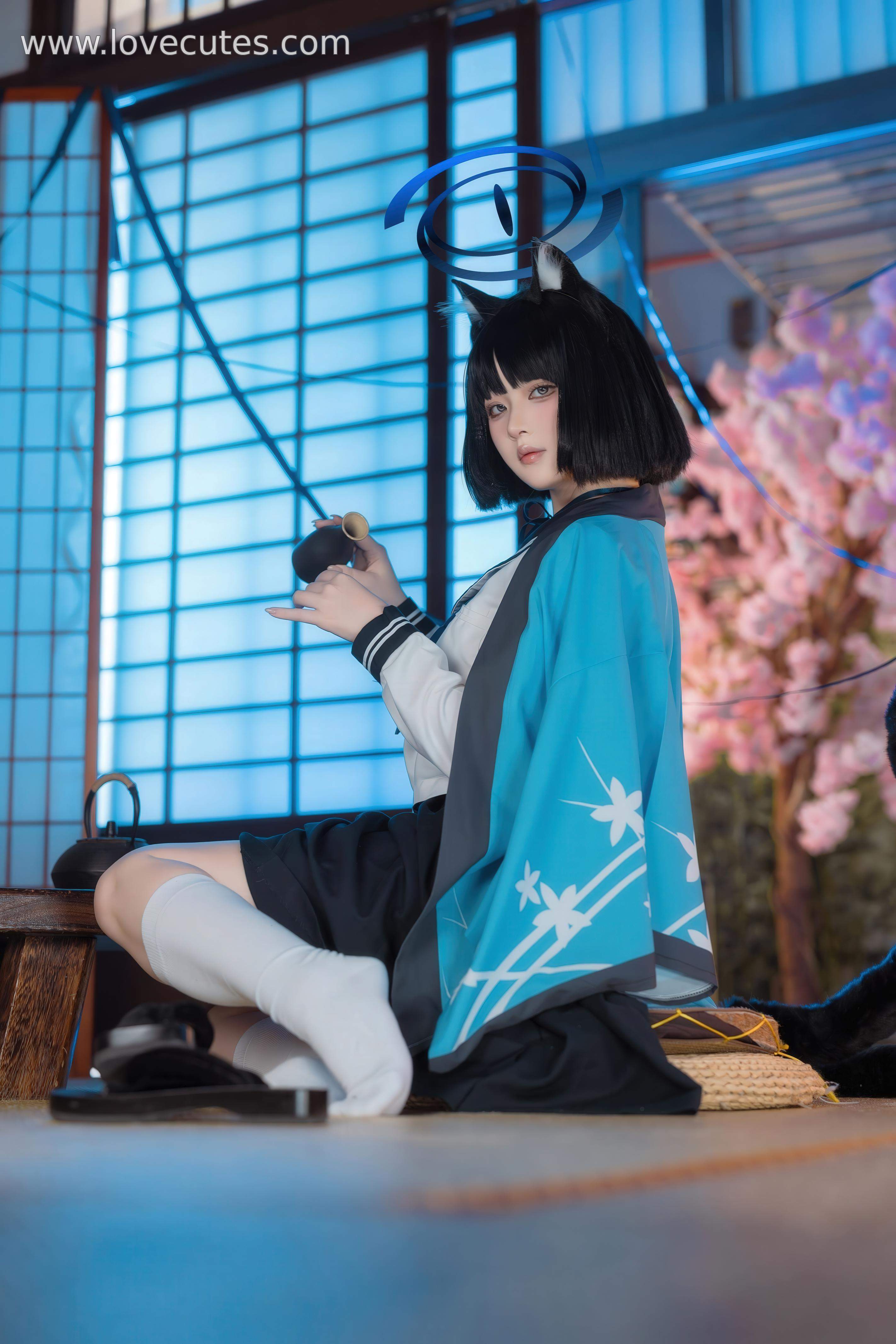 '[cosplay] 屿鱼 - 蔚蓝档案 桐生桔梗: Phong Cách Đồng Phục Học Viện, Tỏa Sáng Vẻ Đẹp Lạnh Lùng và Đường Cong 53P'