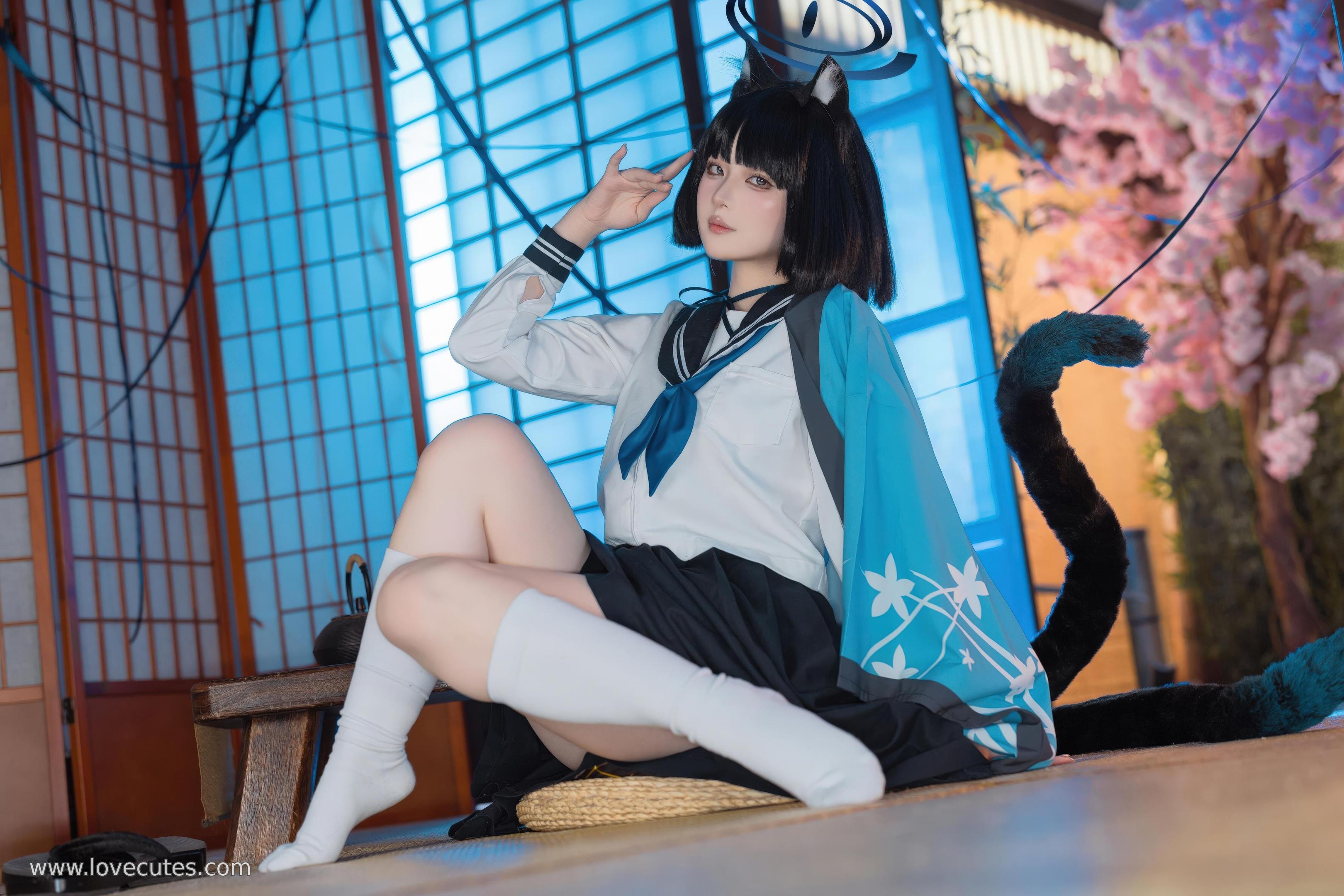 '[cosplay] 屿鱼 - 蔚蓝档案 桐生桔梗: Phong Cách Đồng Phục Học Viện, Tỏa Sáng Vẻ Đẹp Lạnh Lùng và Đường Cong 53P'