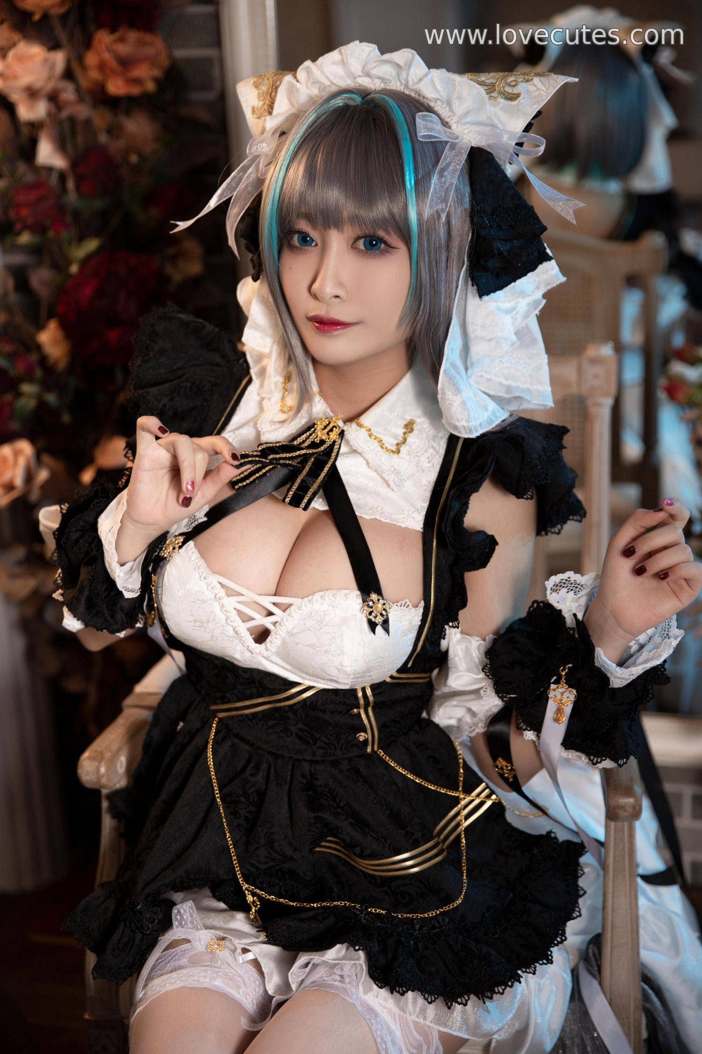 '[cosplay] 洛璃 LoLiSAMA - cos Chai Quận: Thực Tế Bích Lam Hàng Tuyến Mèo Nữ Tai Thú, Trang Phục Rách, Tất Trắng, Ngực Khủng, Mông Đẹp, Kích Thích Tột Độ 67P'