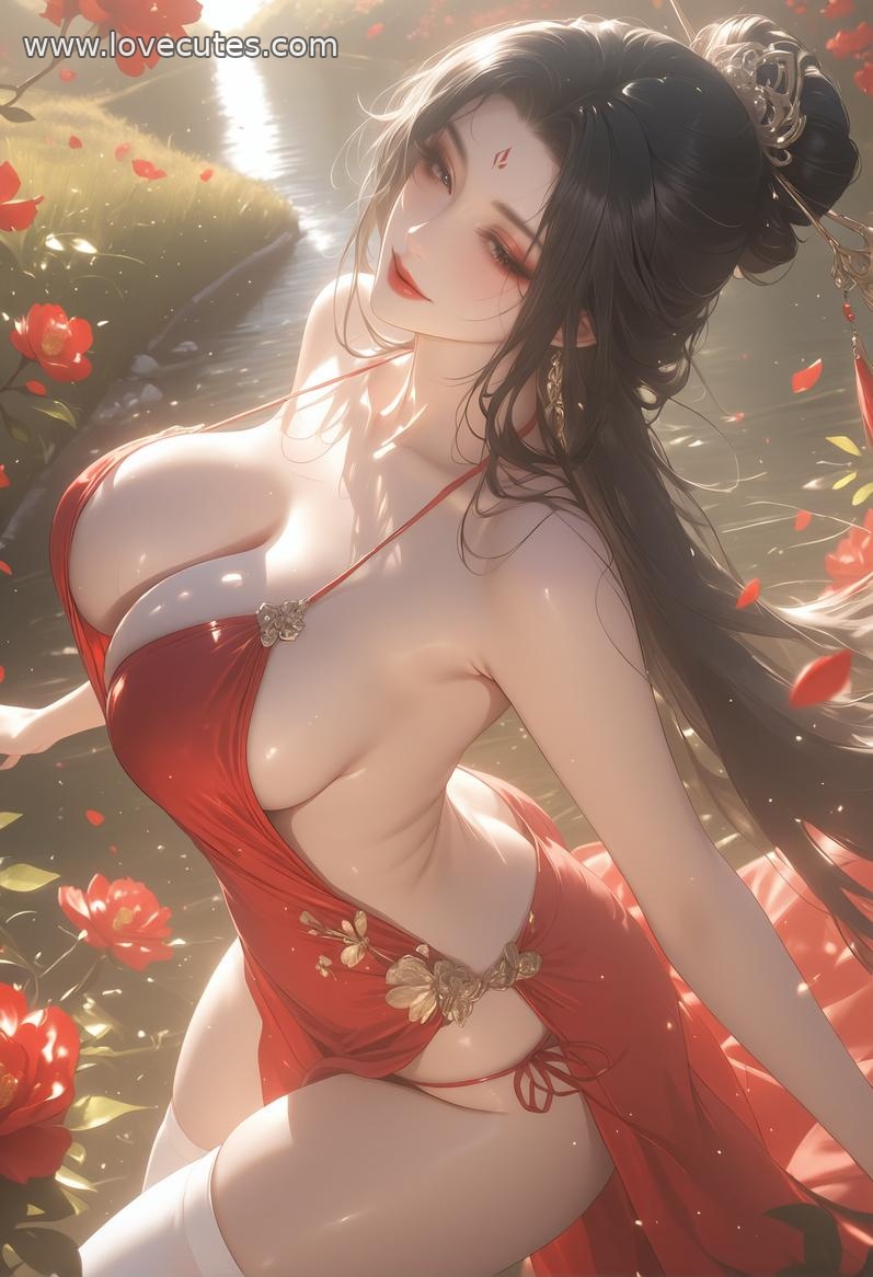 Cô Gái Anime Tạo Ra Bằng AI - Tây Thi: Tóc Xanh, Da Trắng, Nội Y Ren Quyến Rũ 88P