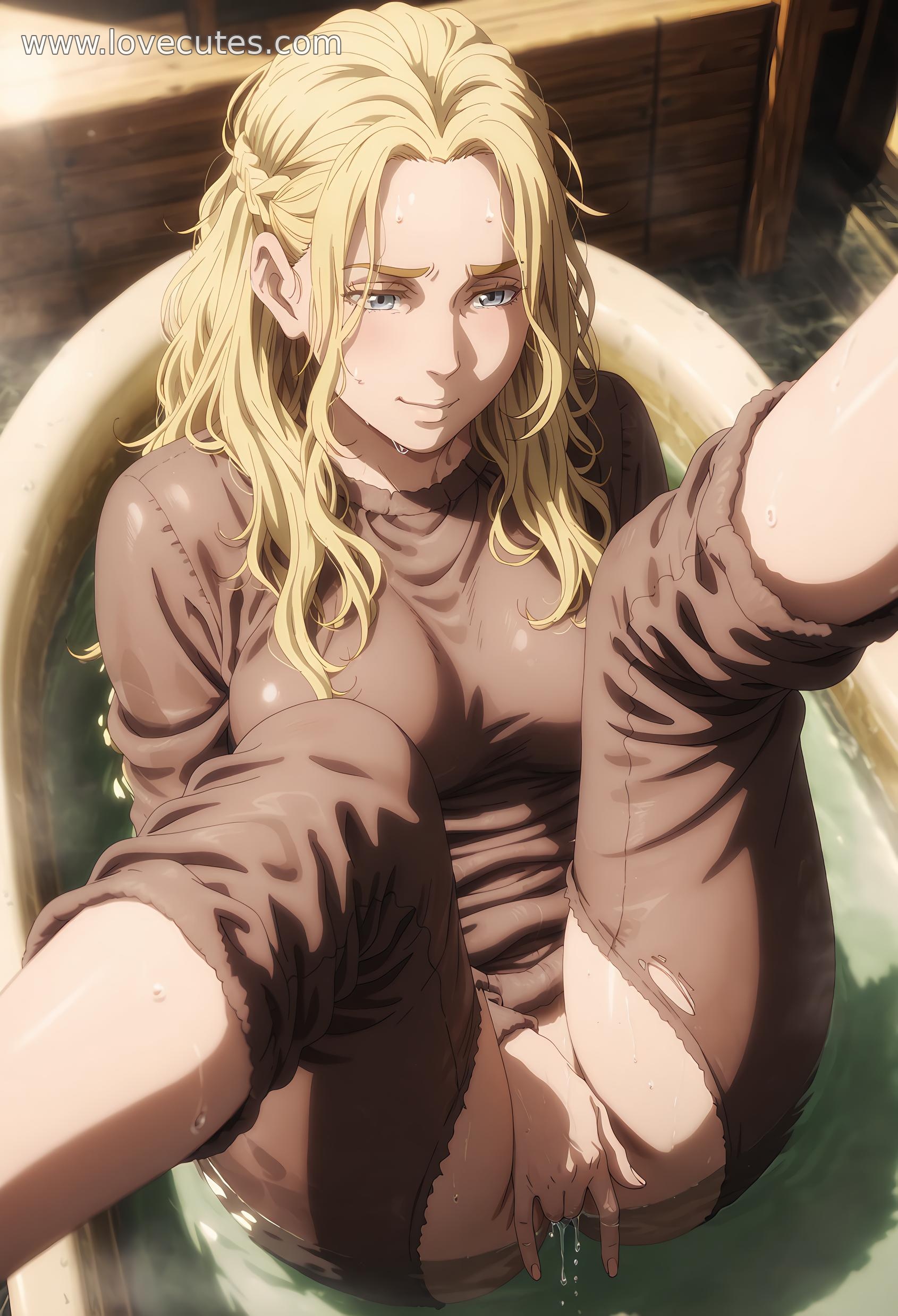 AI Generated Anime Girl - 阿尔涅斯：冰海战记白皙肌肤 撩人坐姿下翘臀展现极致性感曲线 54P