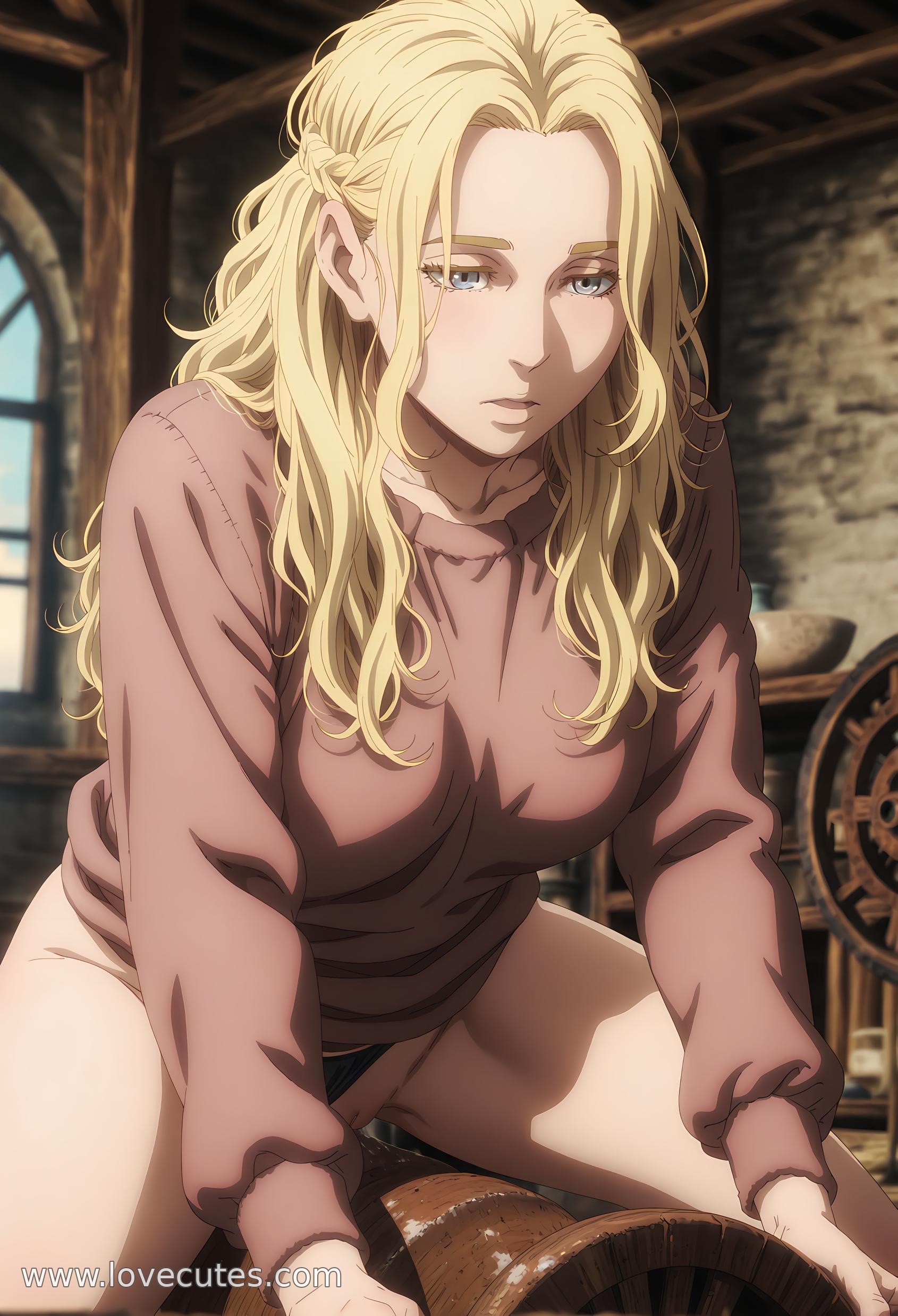 AI Generated Anime Girl - 阿尔涅斯：冰海战记白皙肌肤 撩人坐姿下翘臀展现极致性感曲线 54P