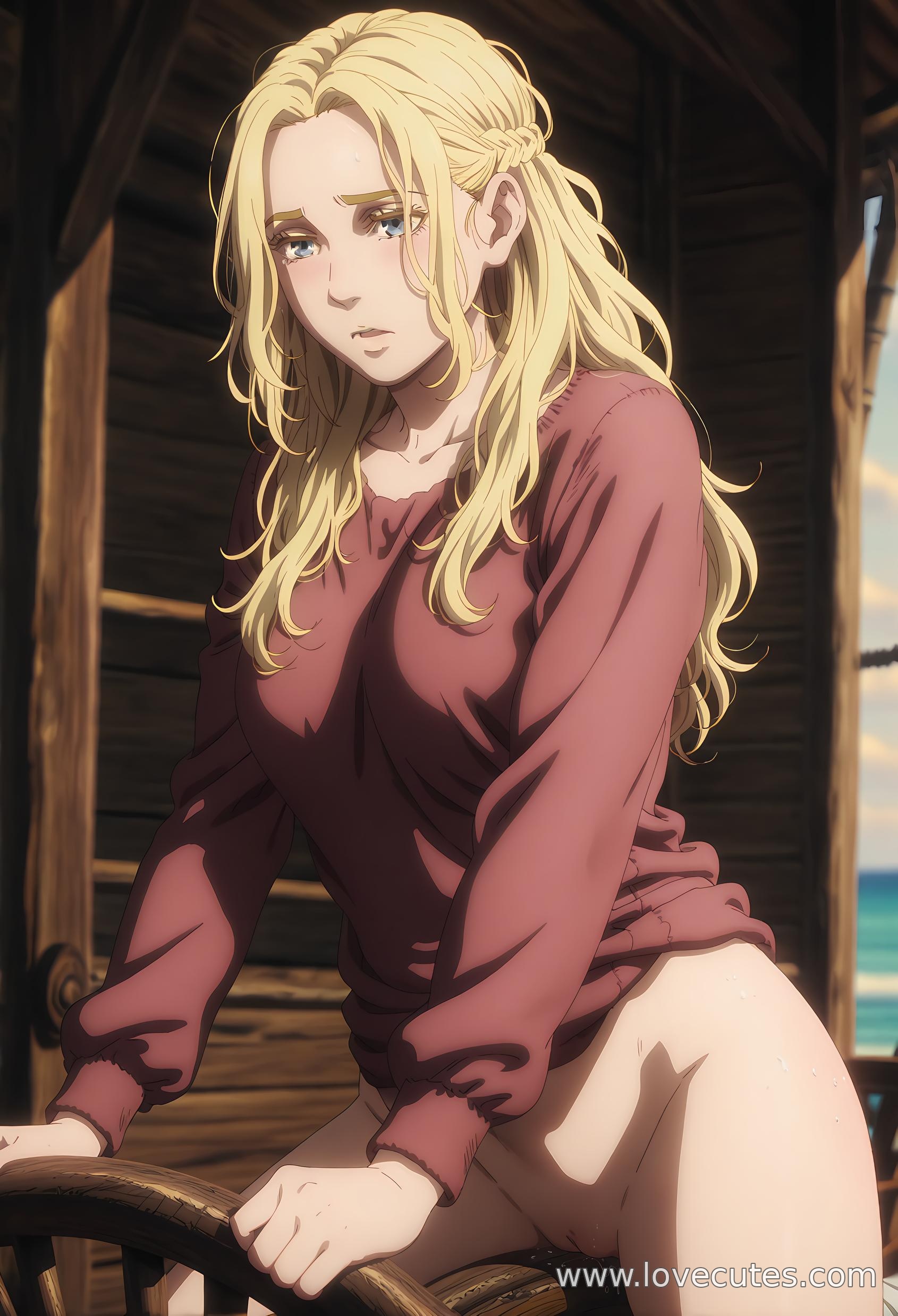 AI Generated Anime Girl - 阿尔涅斯：冰海战记白皙肌肤 撩人坐姿下翘臀展现极致性感曲线 54P