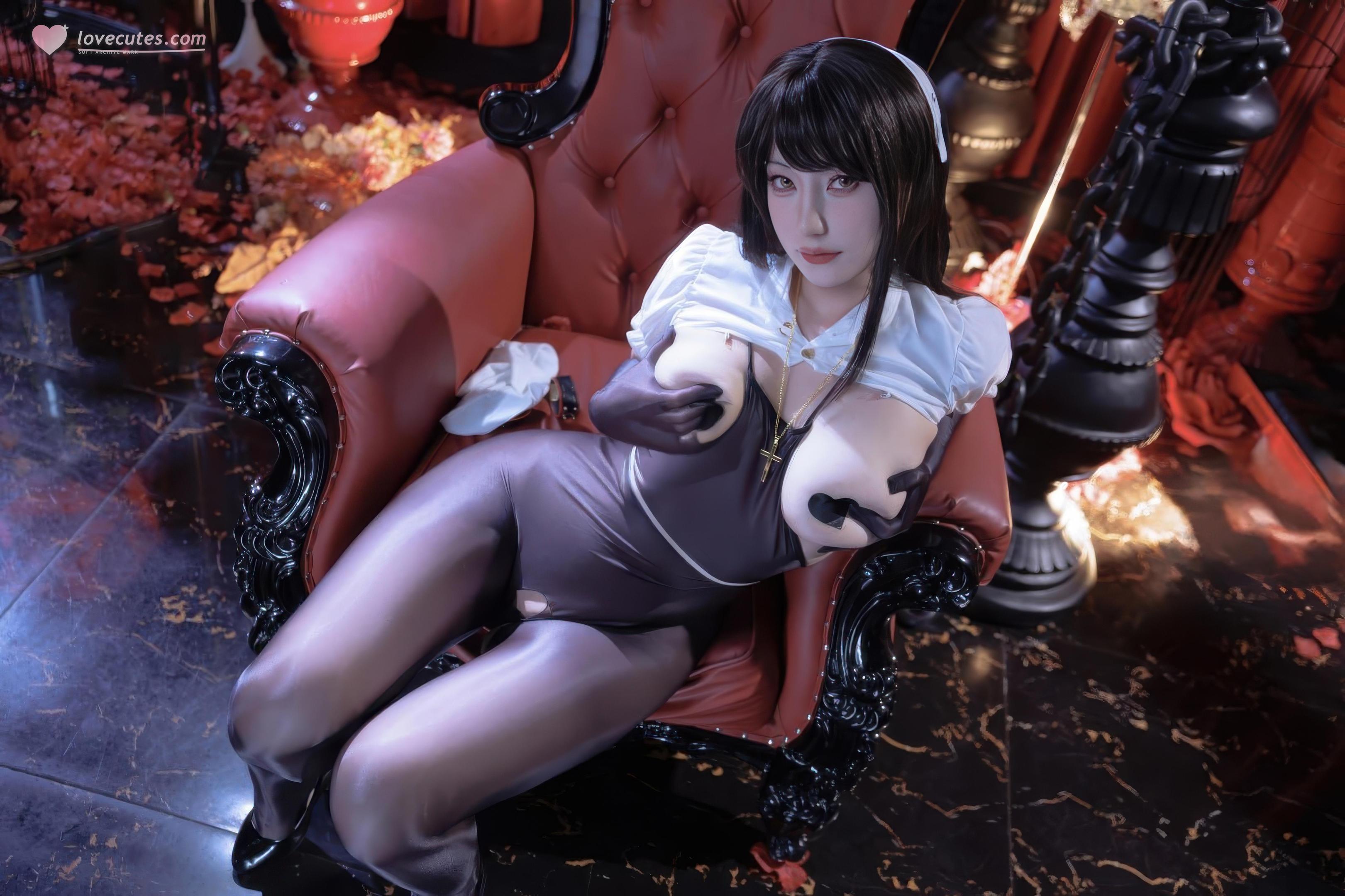 '[cosplay] 星澜 là chị em gọi là Làn Làn - Nữ tu trừng phạt: Giày cao gót đen kết hợp chủ đề nữ tu tạo sự tương phản mạnh mẽ, đường cong ngực đầy thu hút 44P1V'