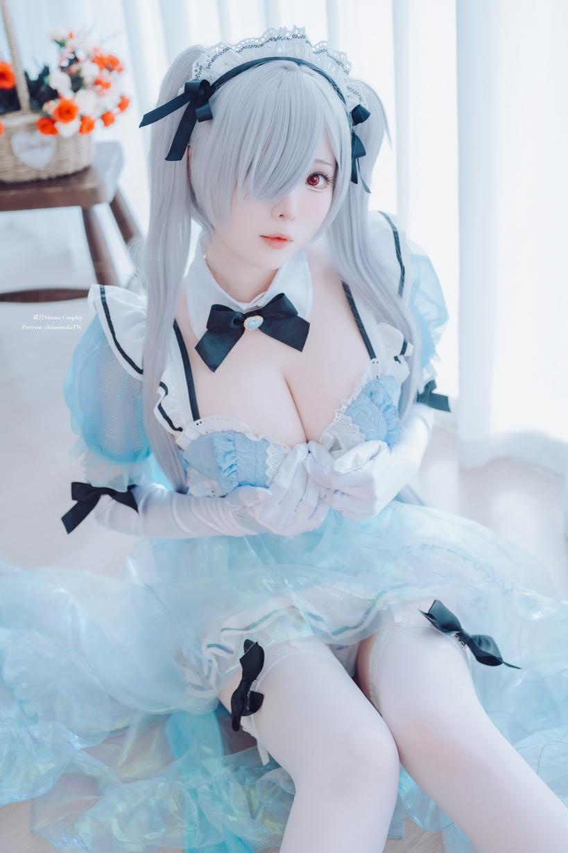 [คอสเพลย์] 霜月shimo - NIKKE นางซินชุดแม่บ้าน VOL.2: ส้นสูงสีขาวคุณภาพเยี่ยม บรรยากาศขาวเนียนคู่กับเส้นโค้งสวย 33P