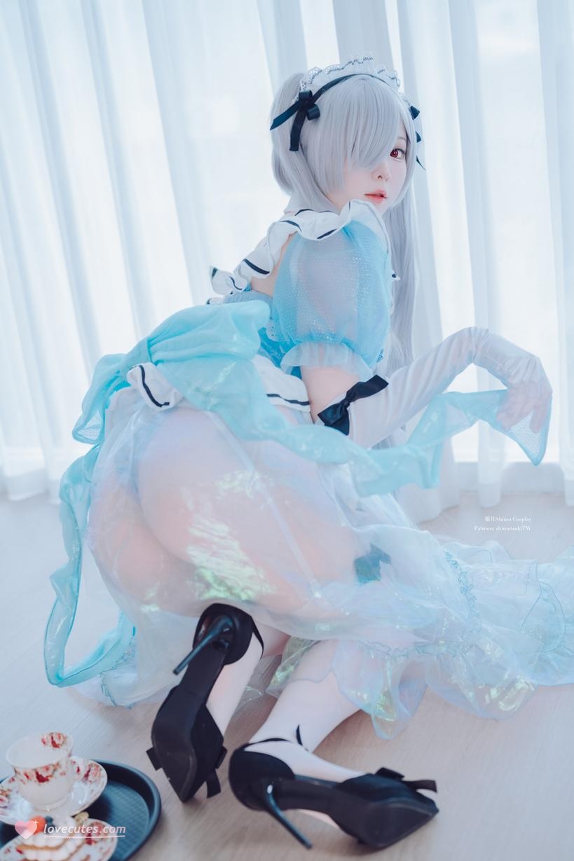 [คอสเพลย์] 霜月shimo - NIKKE นางซินชุดแม่บ้าน VOL.2: ส้นสูงสีขาวคุณภาพเยี่ยม บรรยากาศขาวเนียนคู่กับเส้นโค้งสวย 33P