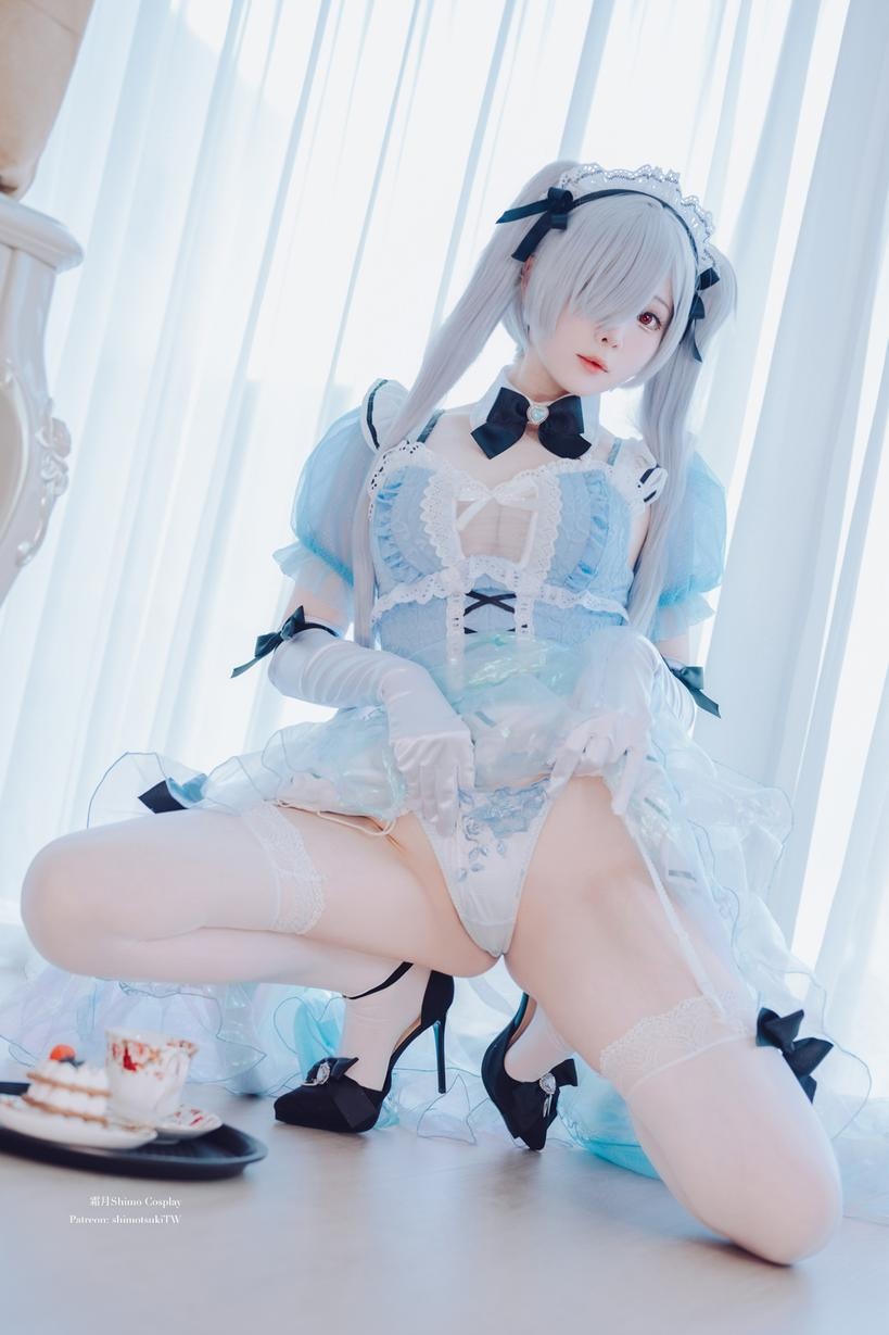 [คอสเพลย์] 霜月shimo - NIKKE นางซินชุดแม่บ้าน VOL.2: ส้นสูงสีขาวคุณภาพเยี่ยม บรรยากาศขาวเนียนคู่กับเส้นโค้งสวย 33P