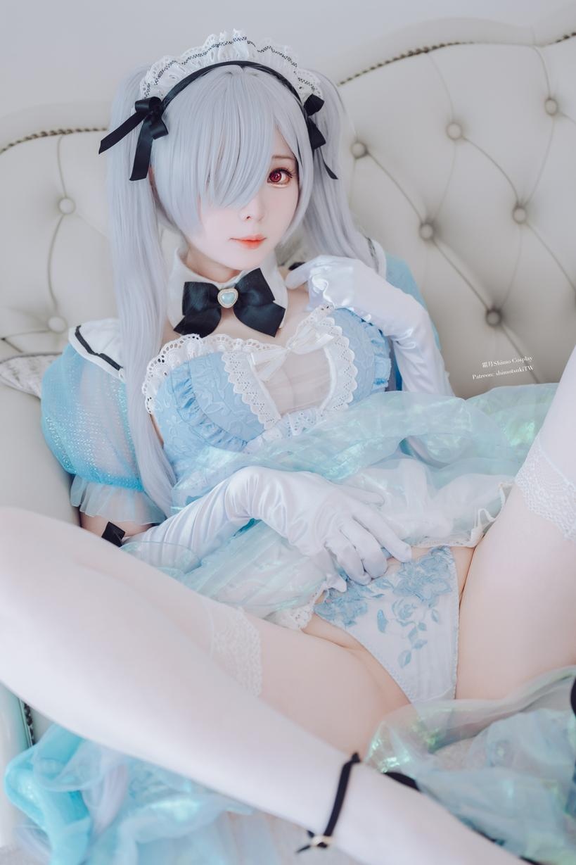 [คอสเพลย์] 霜月shimo - NIKKE นางซินชุดแม่บ้าน VOL.2: ส้นสูงสีขาวคุณภาพเยี่ยม บรรยากาศขาวเนียนคู่กับเส้นโค้งสวย 33P