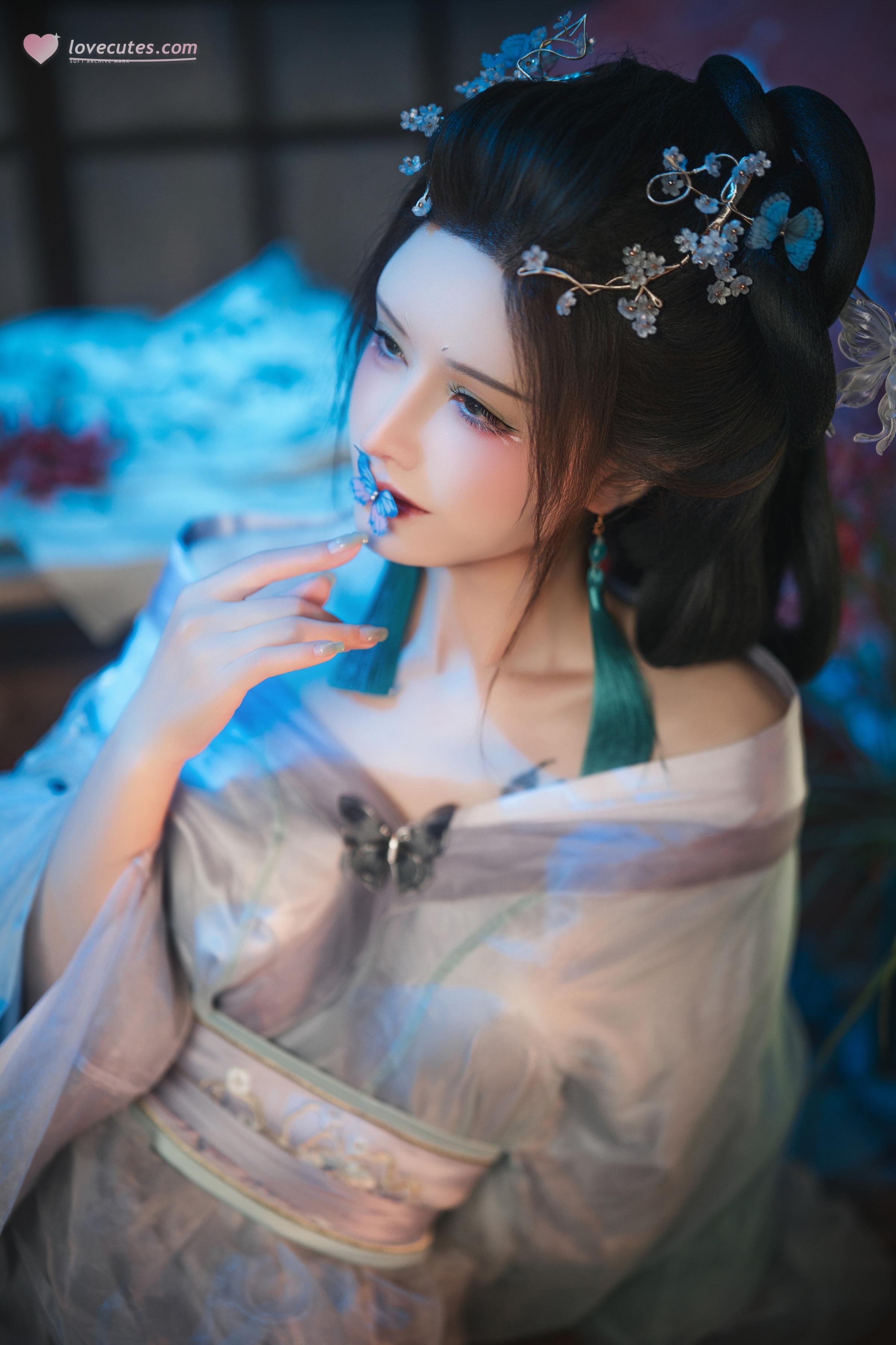 [คอสเพลย์] 鹿八岁 - ฝันแห่งผีเสื้อ碎: บรรยากาศอันงดงามในชุดโบราณ สวยงามและกล้าหาญ 195P1V